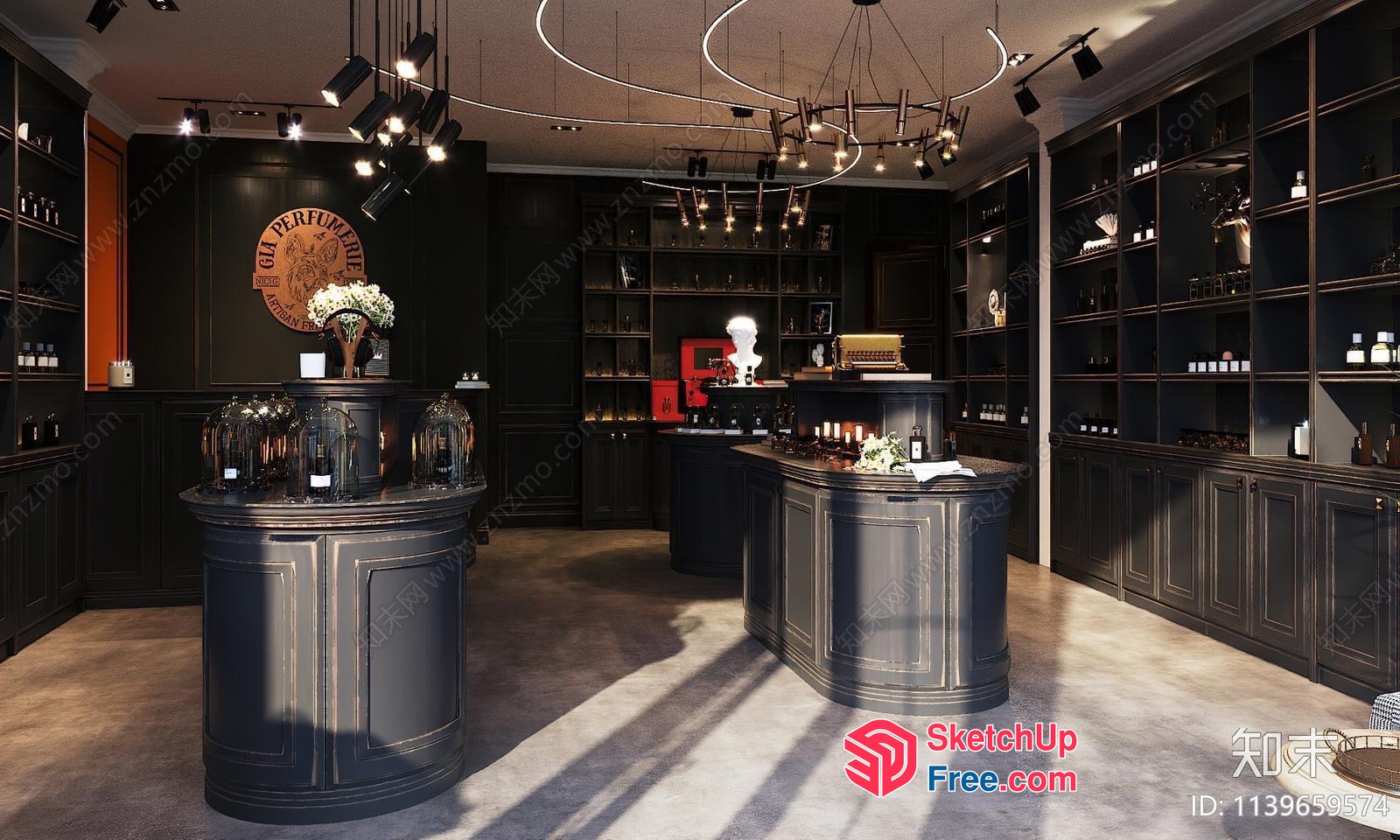 Luxurious Dark-Decorated Perfume Shop Interior 3D SketchUp File