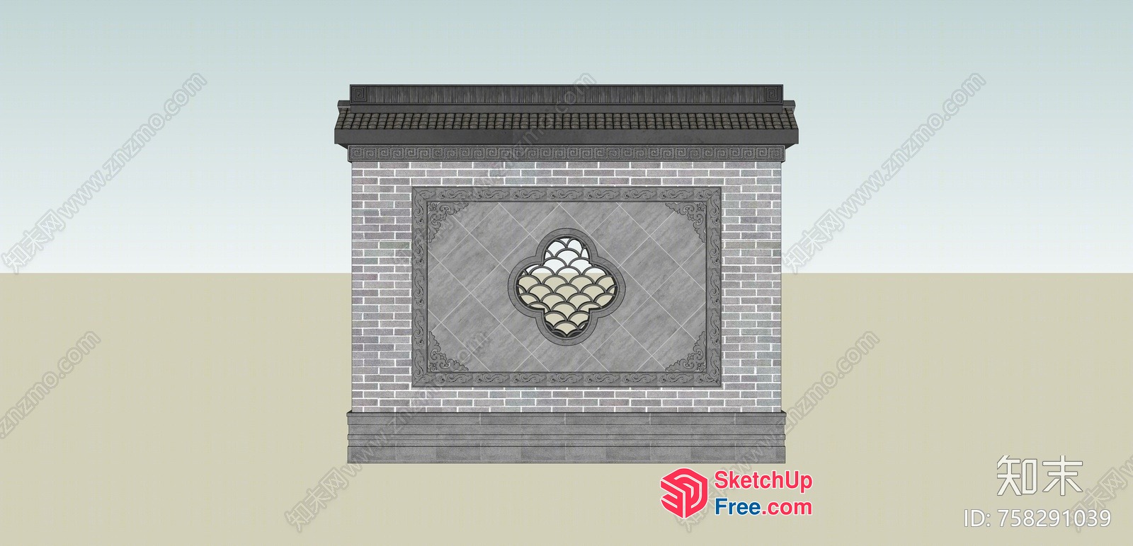 Traditional Asian-Style Window Design 3D SketchUp File