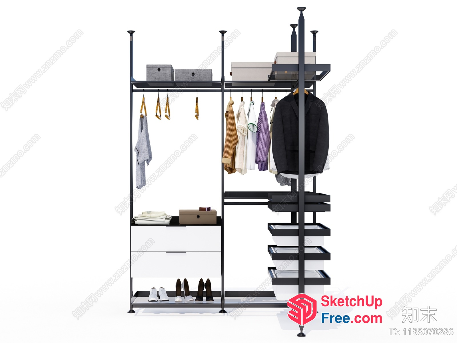 Modern Black Metal Wardrobe And Shelving Unit 3D SketchUp File