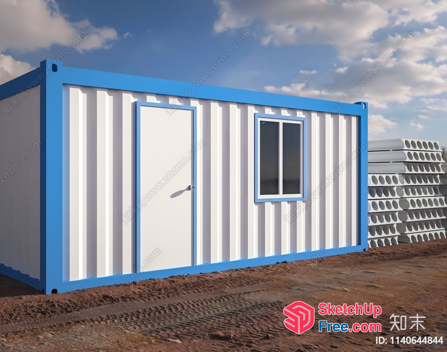 Shipping Container Exterior With Door And Window 3D SketchUp File