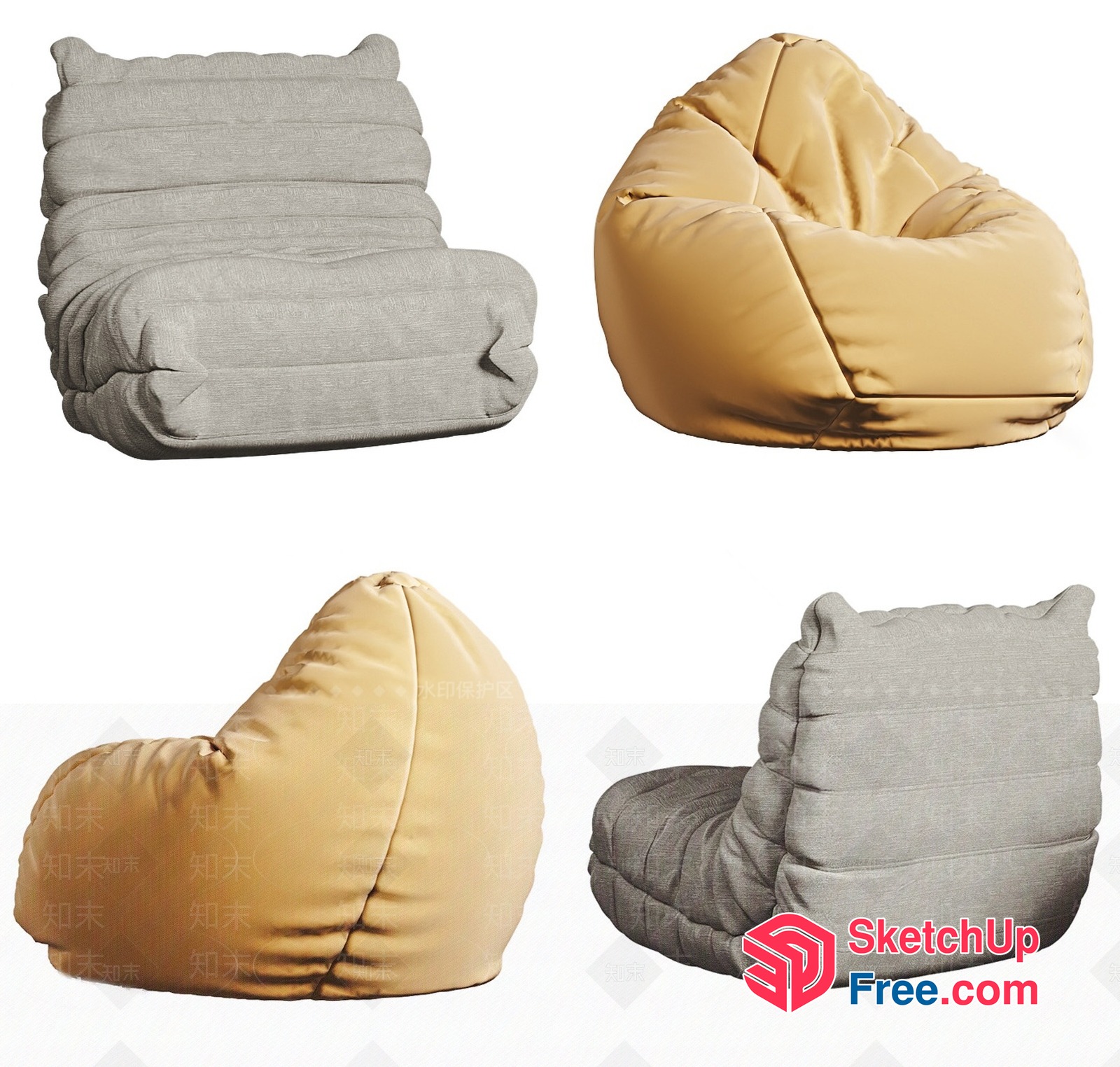 Comfortable And Stylish Bean Bag Chairs For Relaxation 3D SketchUp File
