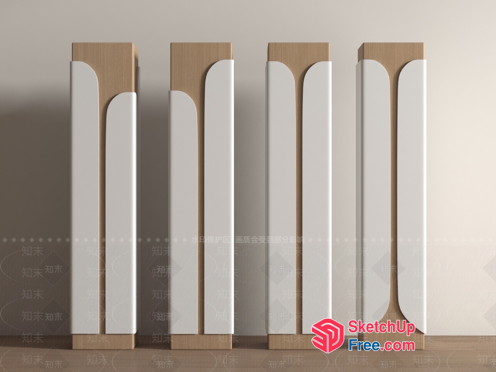 Modern Pillars With Curved Details 3D SketchUp File