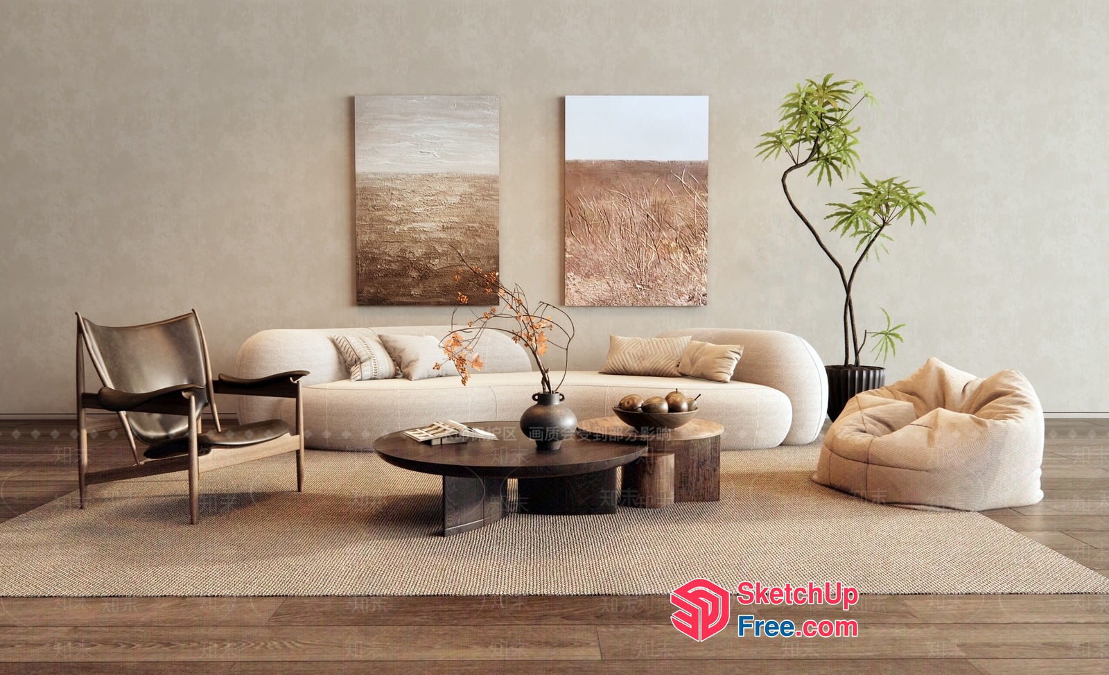 Elegant And Minimalist Living Room Furniture 3D SketchUp File