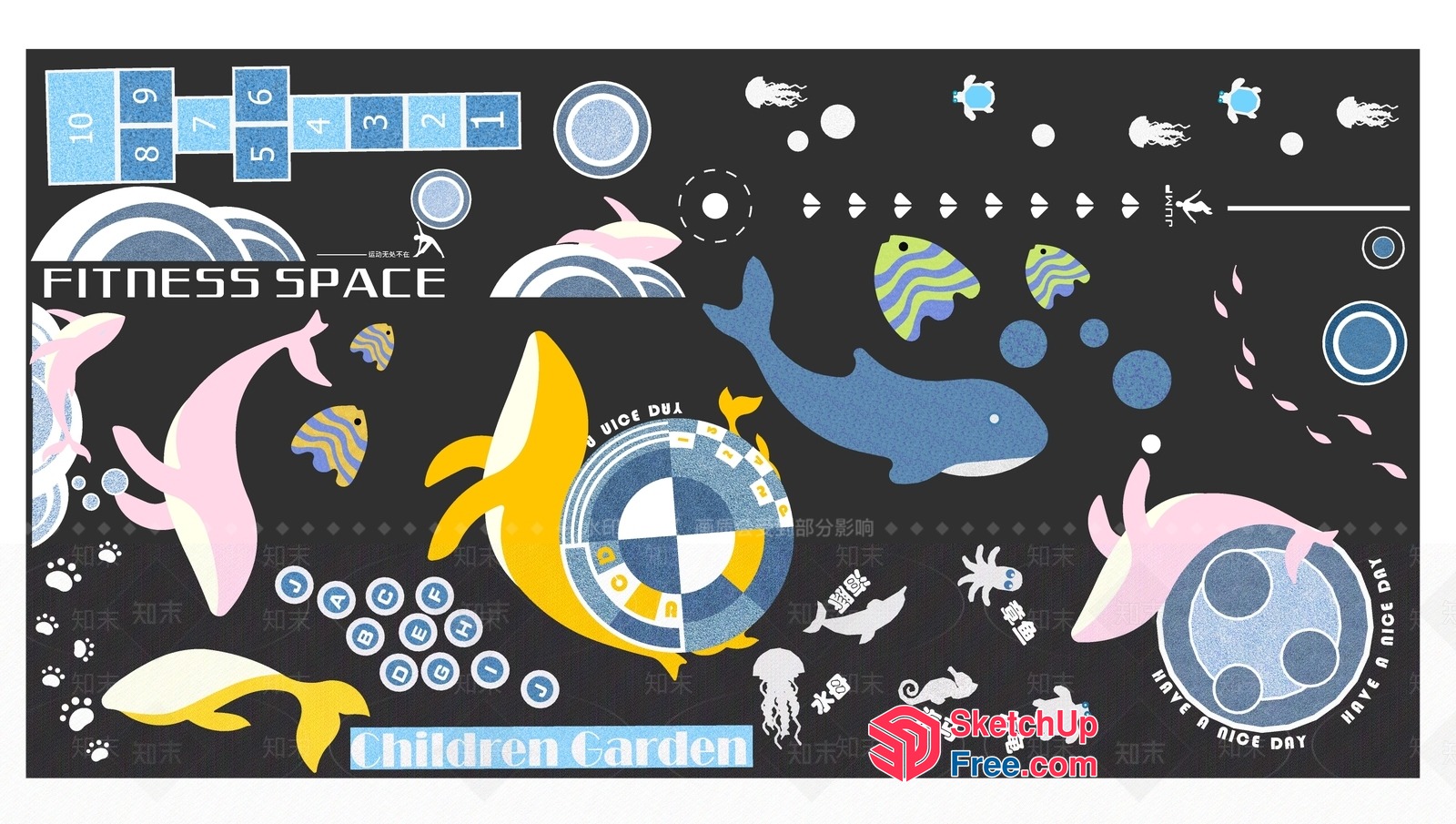 Vibrant Children'S Play Area With Whimsical Whale Decor 3D SketchUp File
