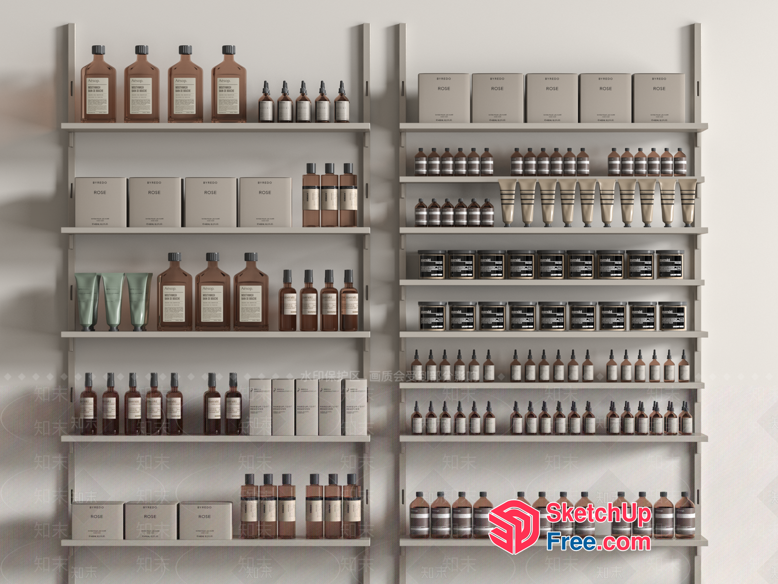 Shelf Arrangement Of Various Bottles And Containers 3D SketchUp File
