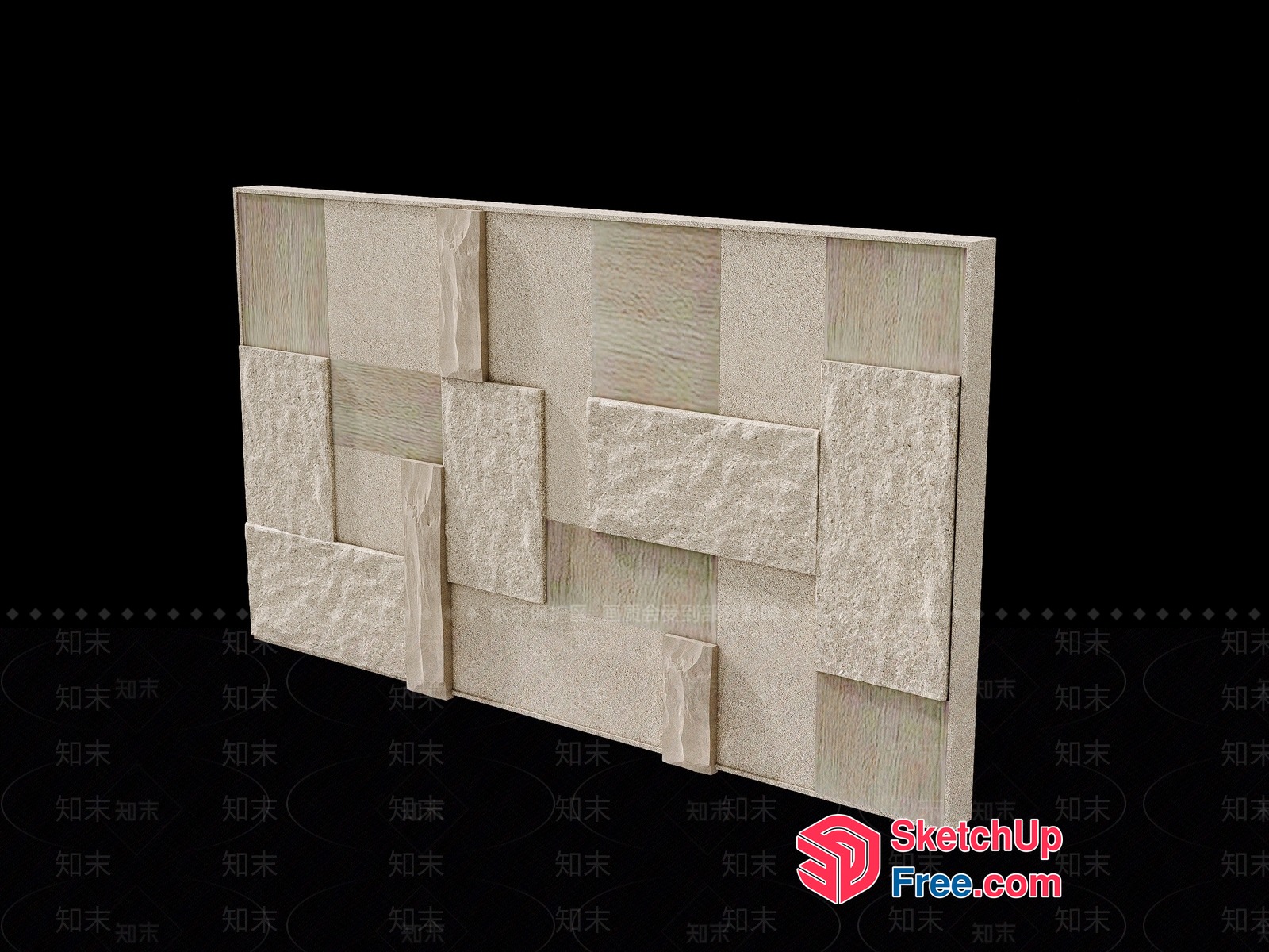 Textured Wooden Wall Paneling With Rectangular Tiles 3D SketchUp File