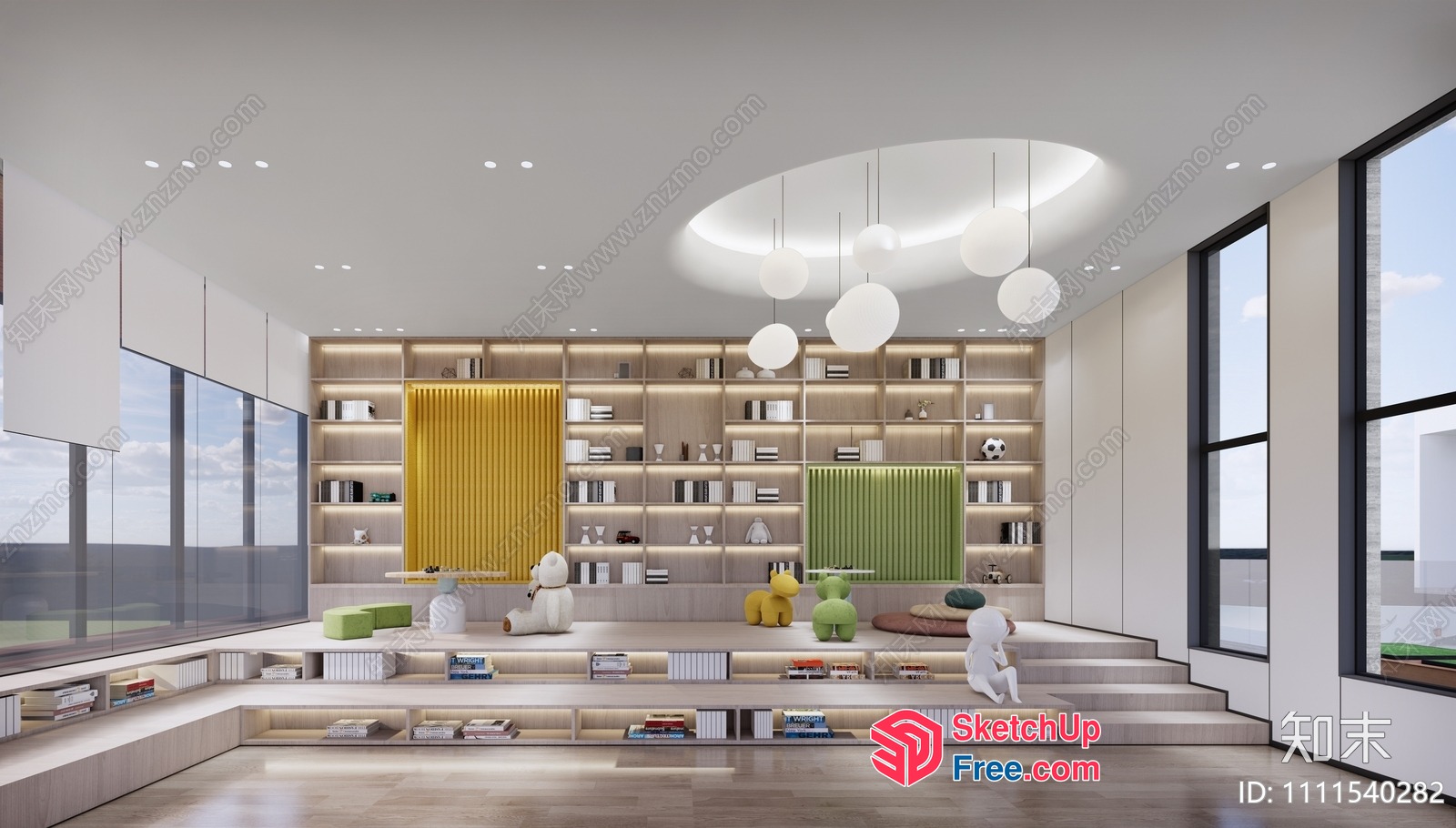 Modern Library Interior Design 3D SketchUp File