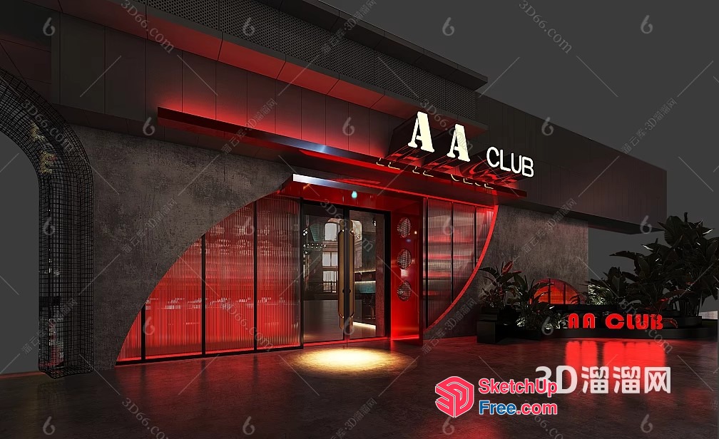 Elegant Modern Club Entrance 3D SketchUp File