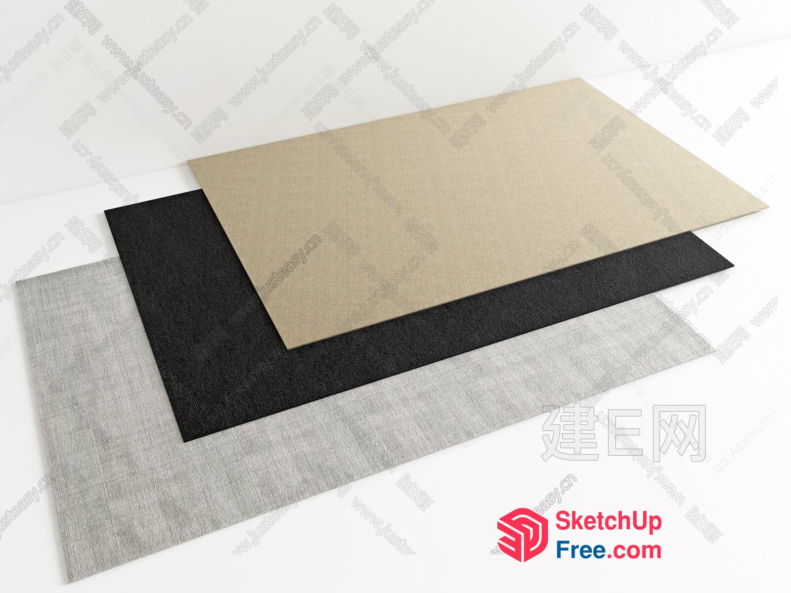 Rectangular Shaped Fabrics In Neutral Colors 3D SketchUp File