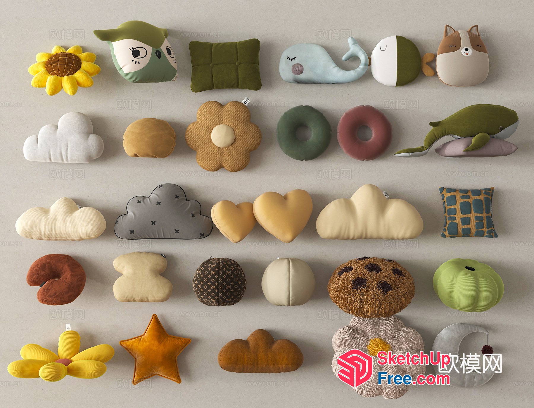 Colorful Plush Toys Collection 3D SketchUp File