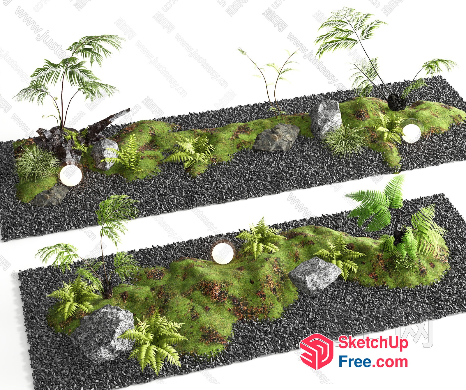 Japanese Style Garden With Moss And Rocks 3D SketchUp File