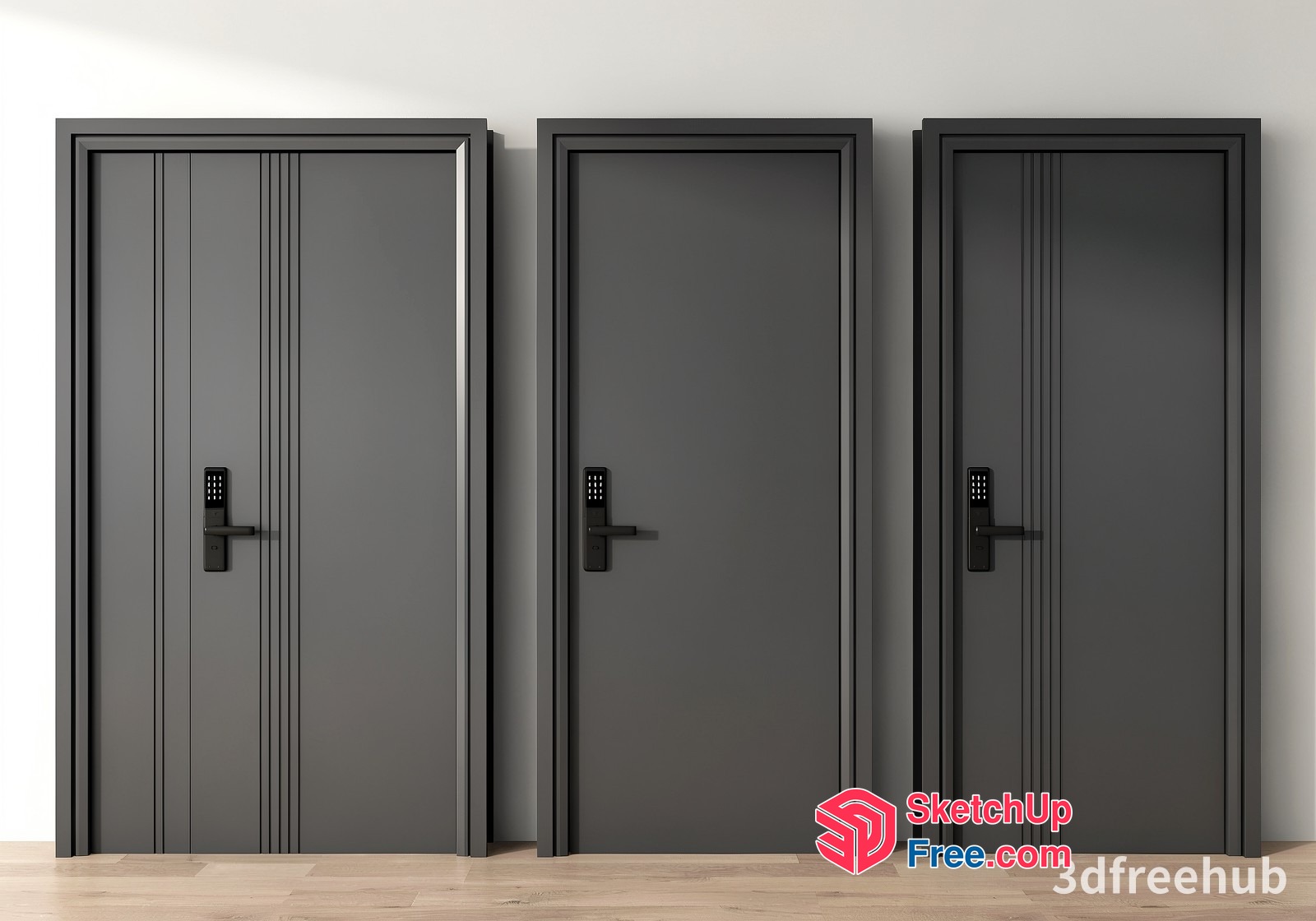 Modern Interior Doors With Electronic Locks 3D SketchUp File
