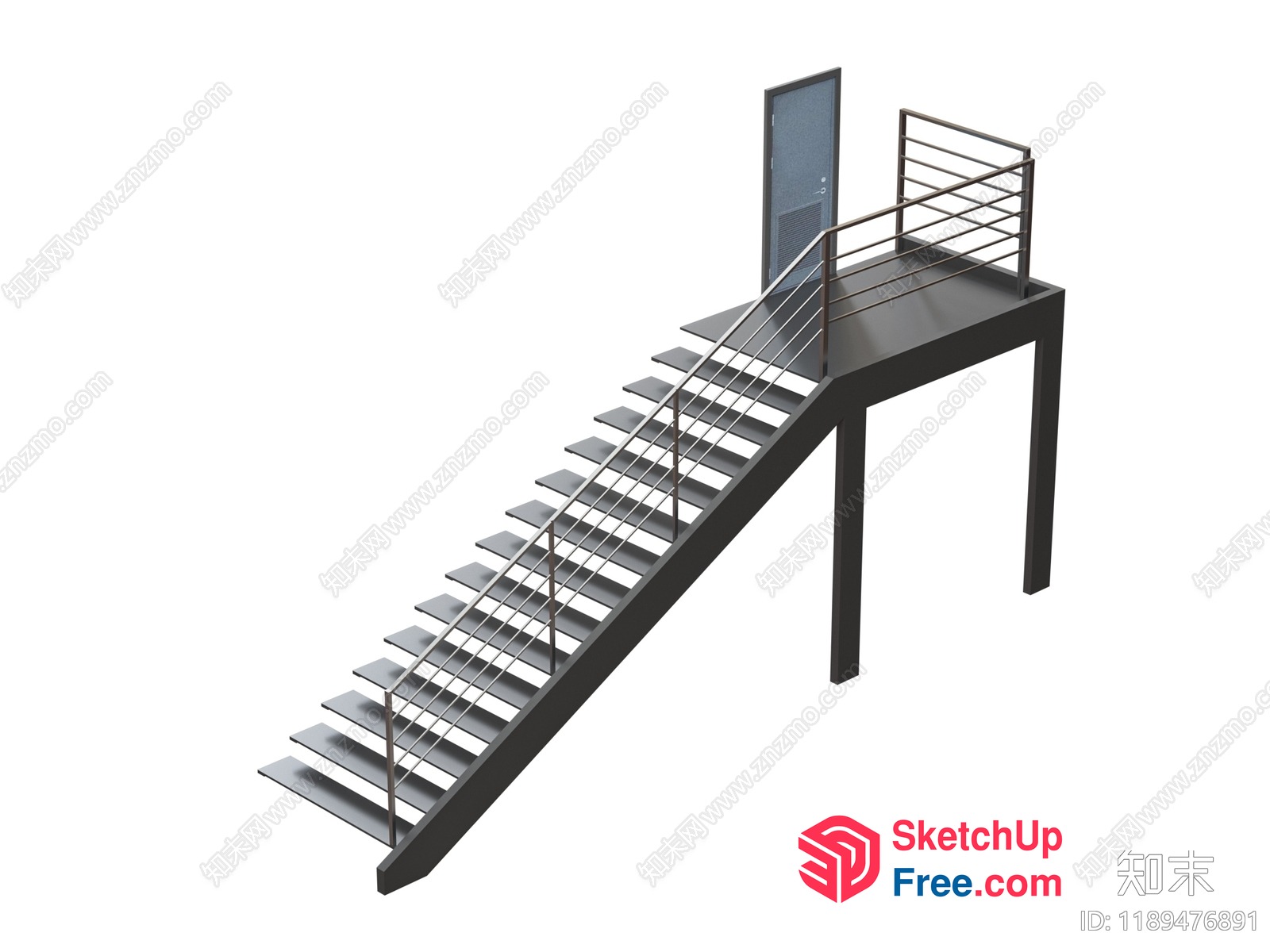 Staircase Leading To A Doorway 3D SketchUp File