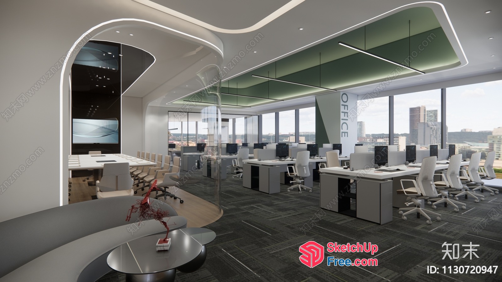Futuristic Office Space With Modern Design Elements 3D SketchUp File