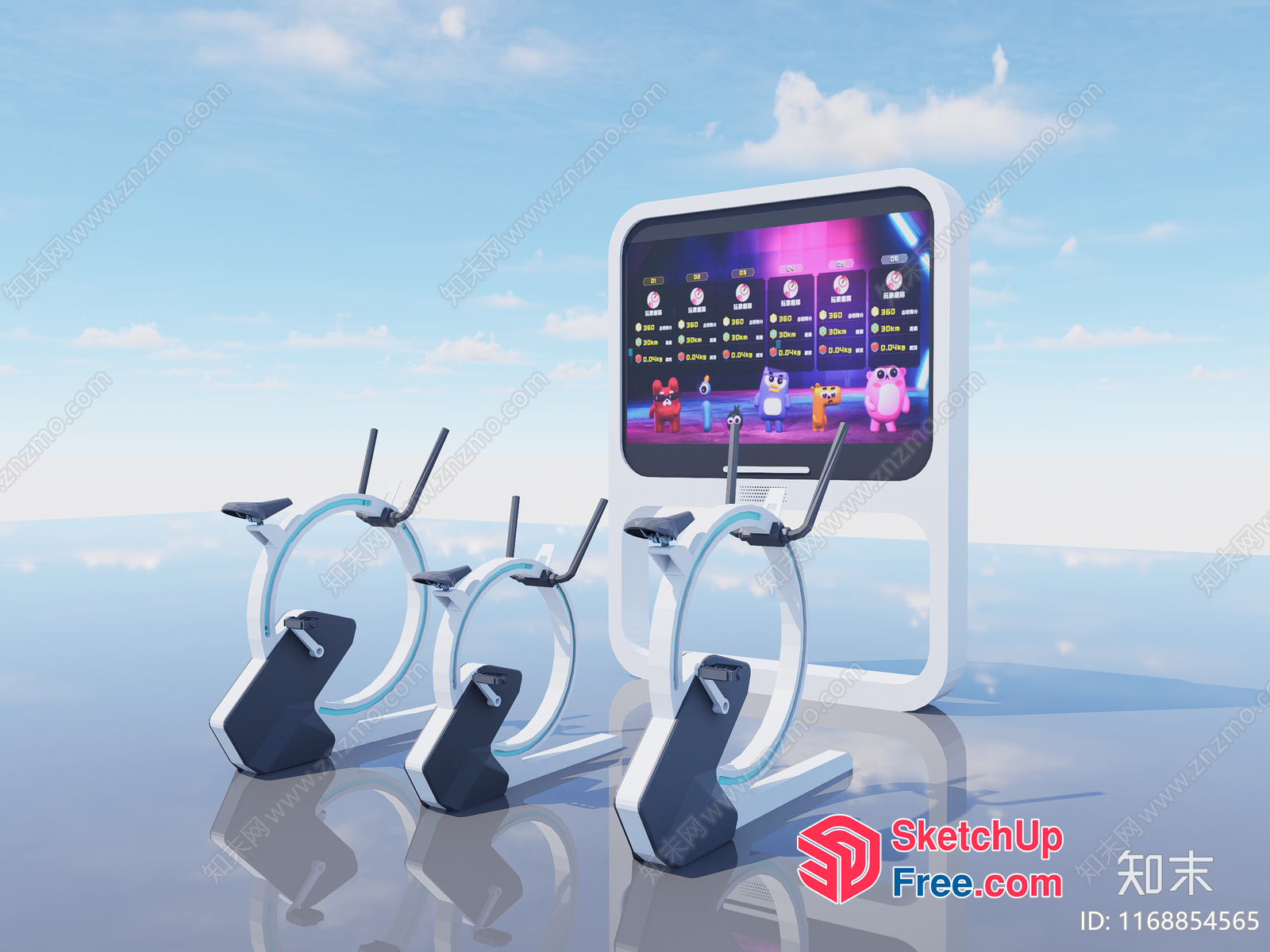 Futuristic Exercise Equipment With Virtual Reality Display 3D SketchUp File