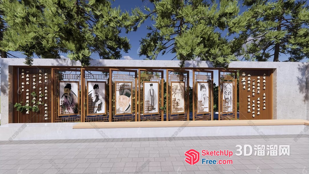 Traditional Asian-Inspired Decorative Wall 3D SketchUp File