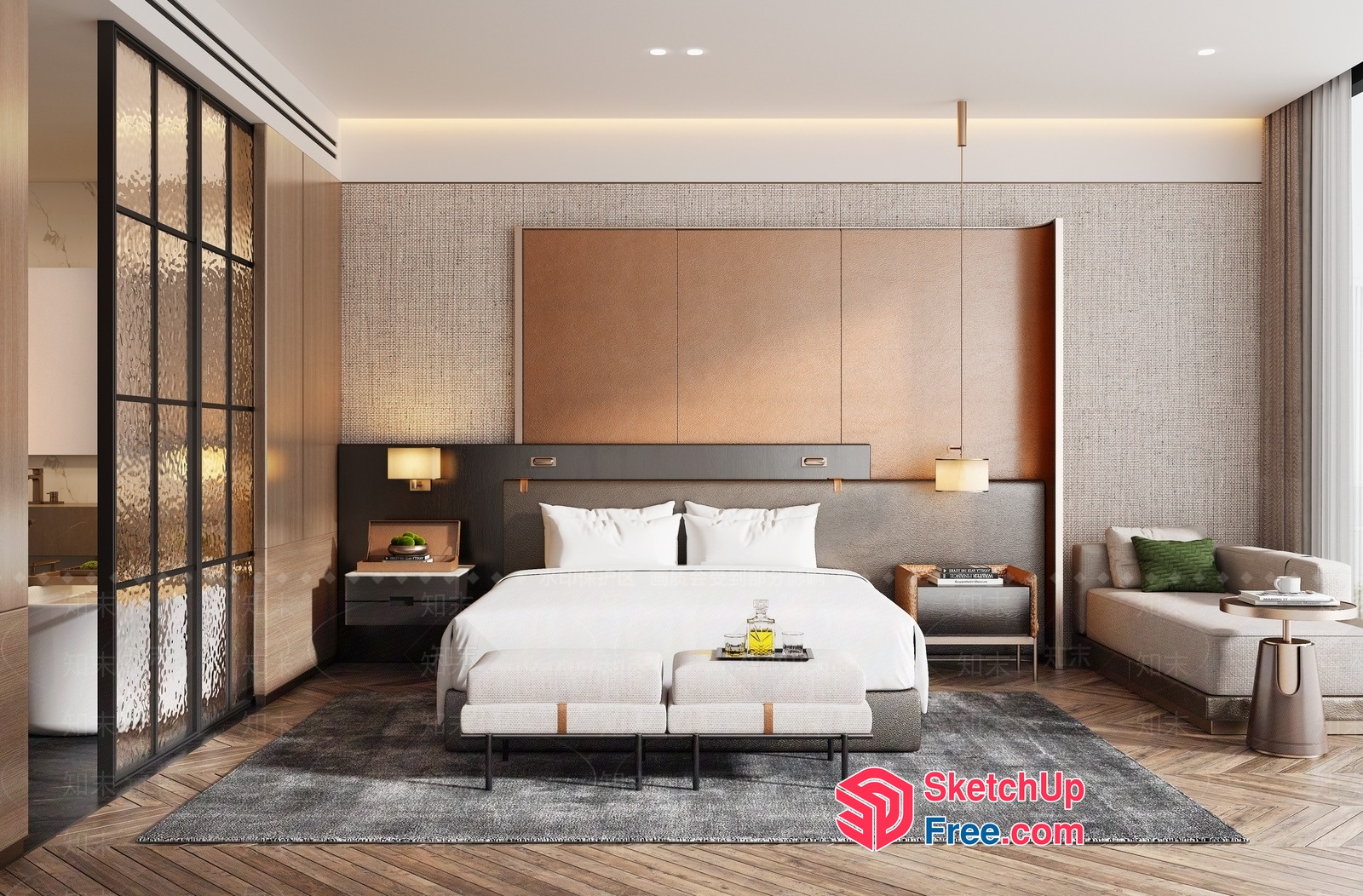 Modern Bedroom With Sleek Furniture And Neutral Colors 3D SketchUp File