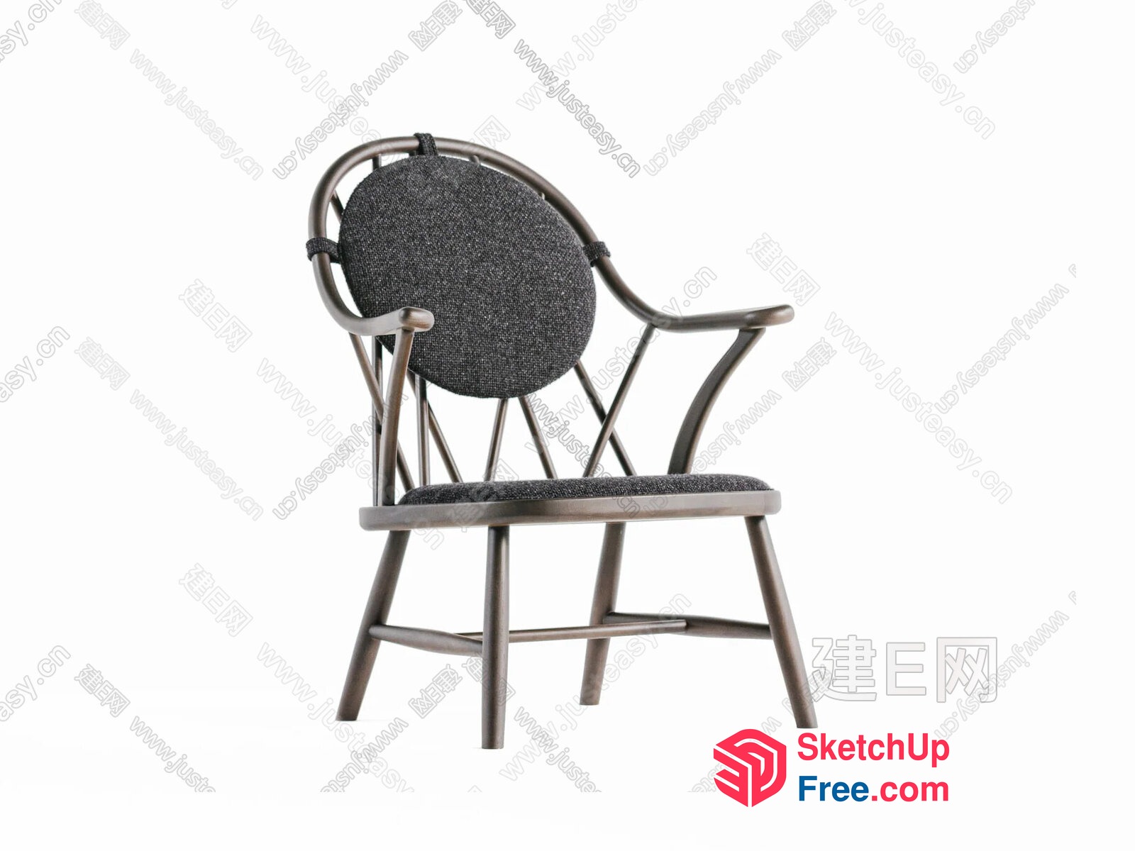 Elegant Armchair With Grey Cushions 3D SketchUp File