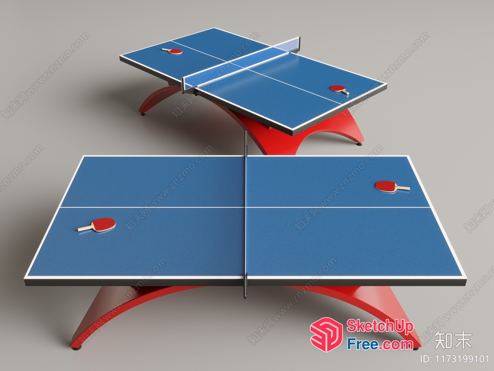 Blue And Red Table Tennis Table 3D SketchUp File