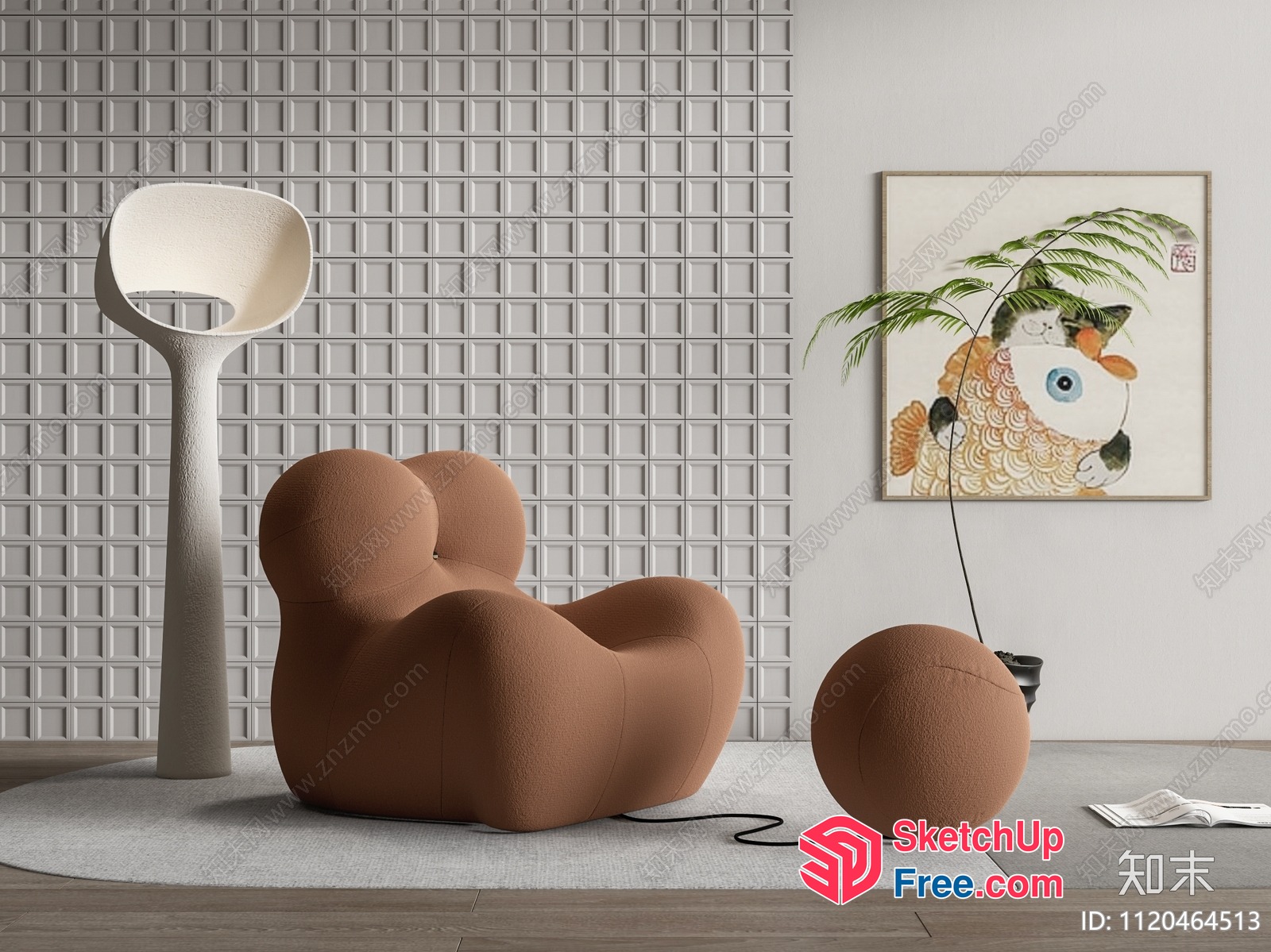 Modern Minimalist Interior Design With Animal Artwork 3D SketchUp File