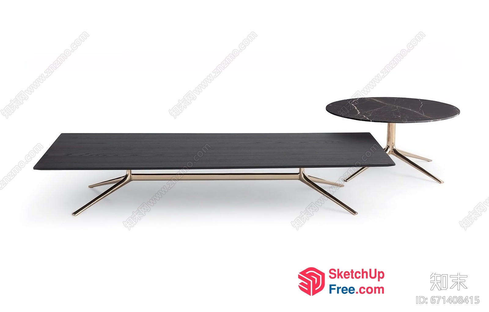 Elegant Black Coffee Table And Sofa Set 3D SketchUp File
