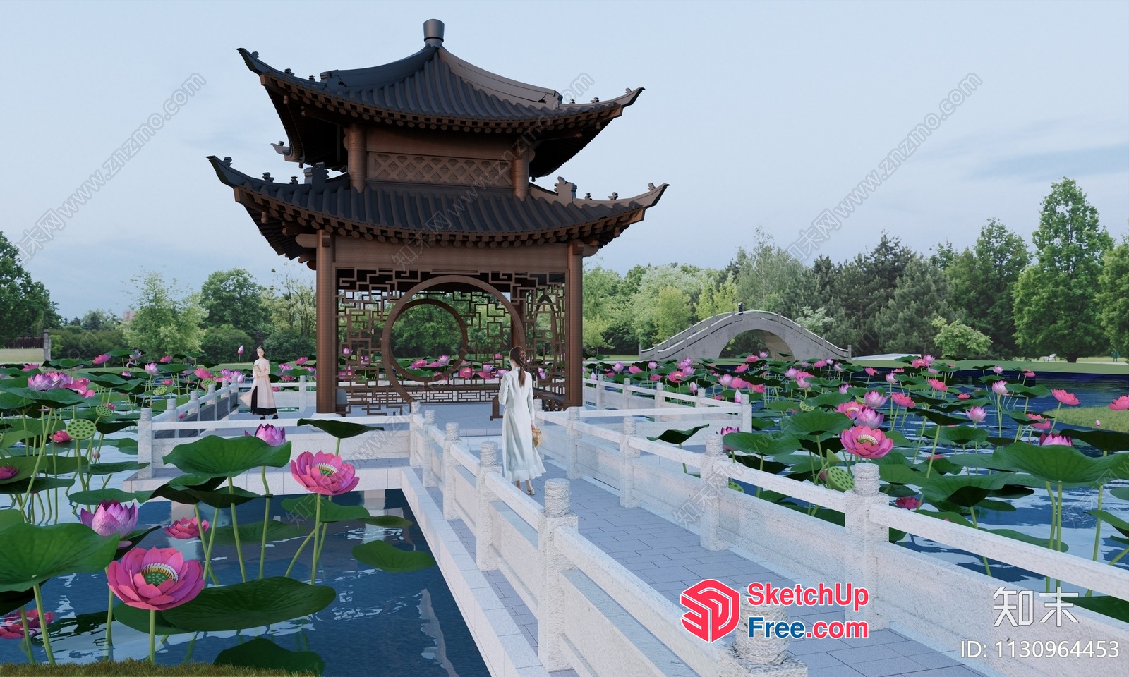 Asian-Inspired Pavilion With Traditional Architecture 3D SketchUp File