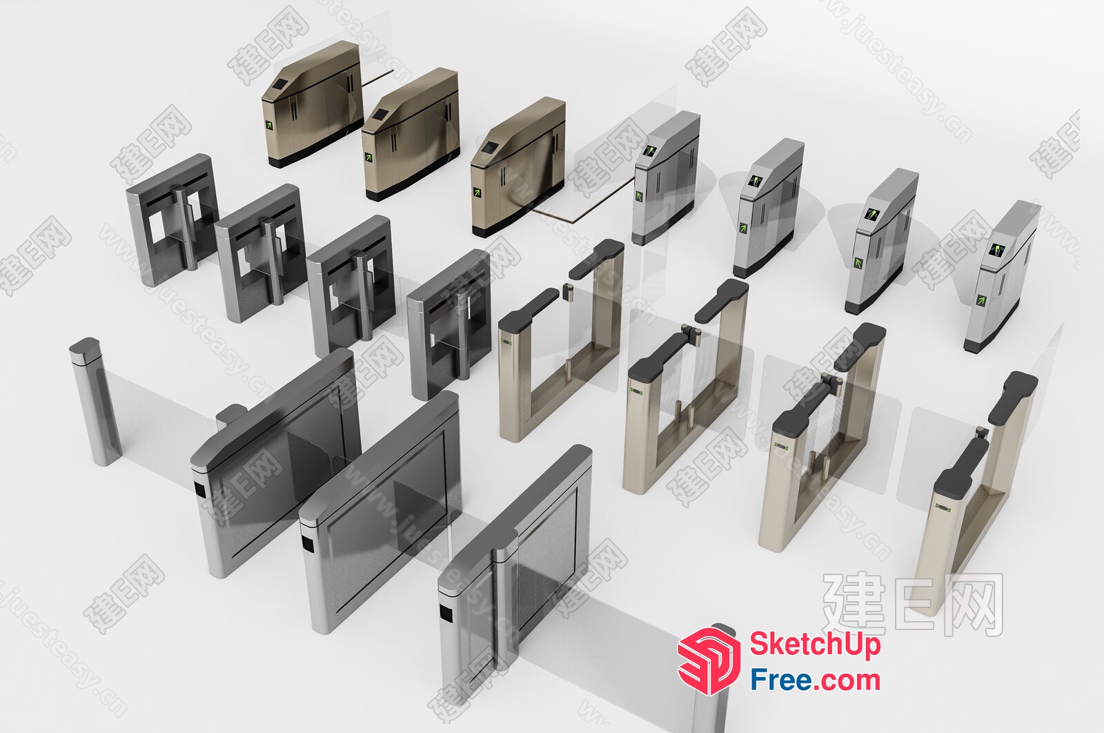 Modern Entrance Security Gates 3D SketchUp File