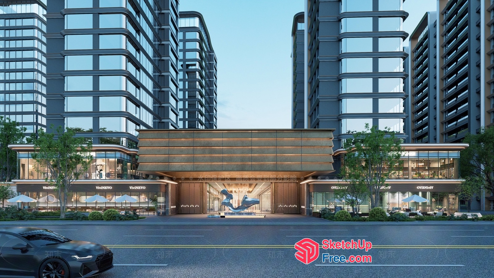 Modern Commercial Street Scene 3D SketchUp File