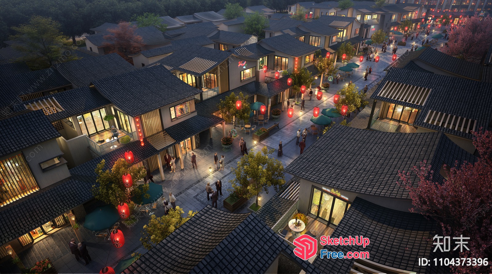 Asian Street Market Scene 3D SketchUp File