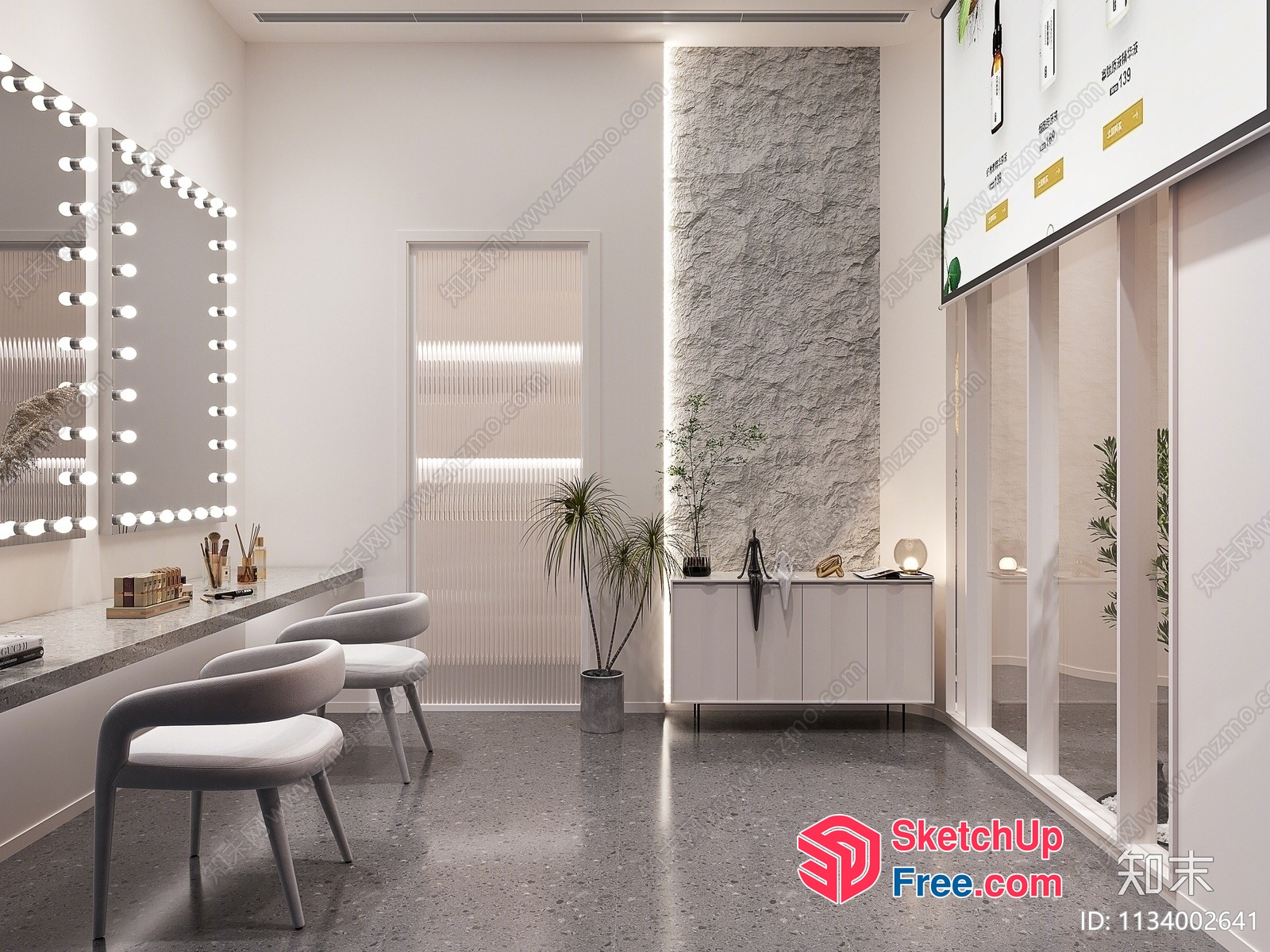 Modern Minimalist Spa Or Salon Interior 3D SketchUp File