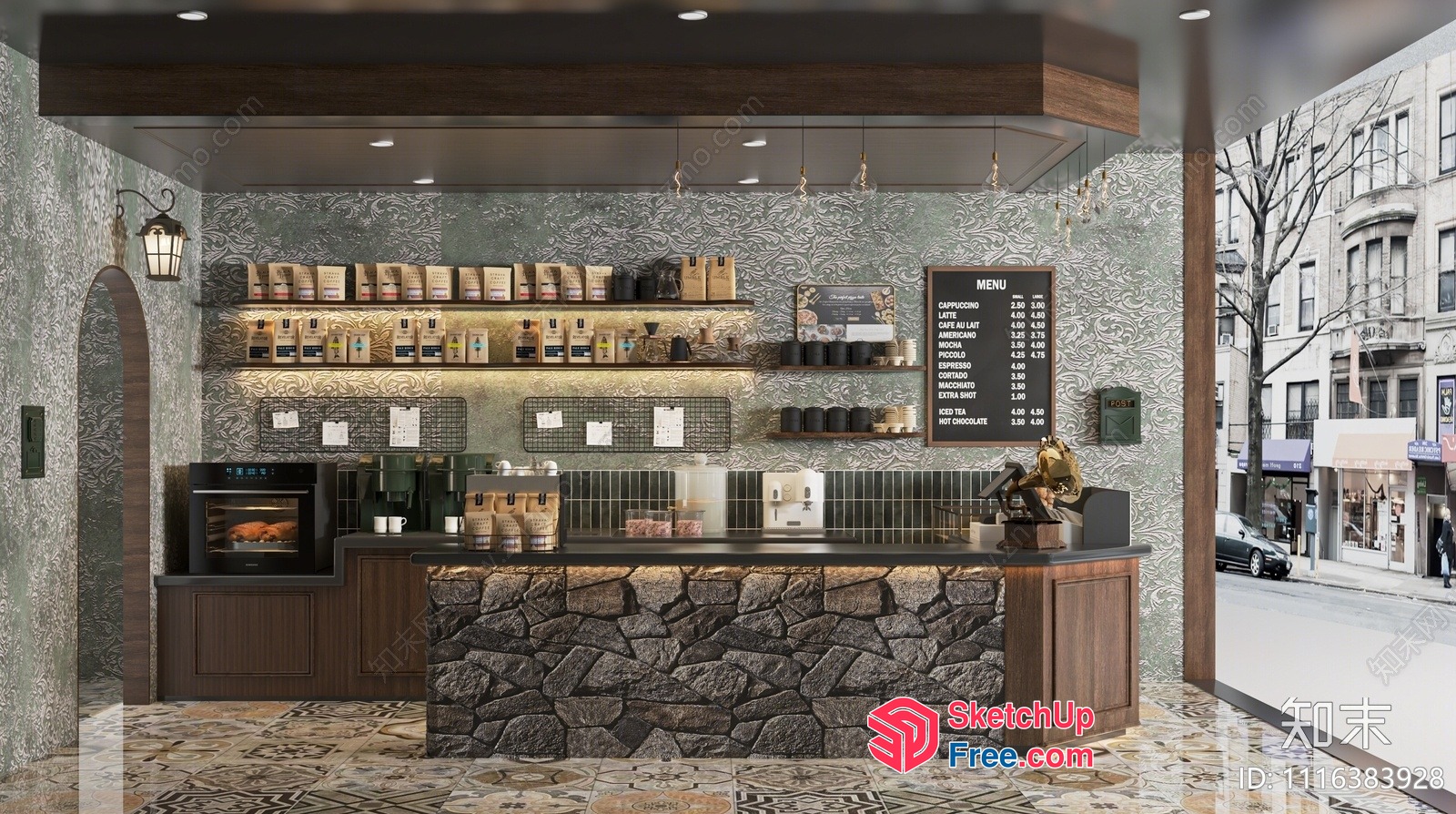 Cozy European-Style Coffee Shop Interior 3D SketchUp File