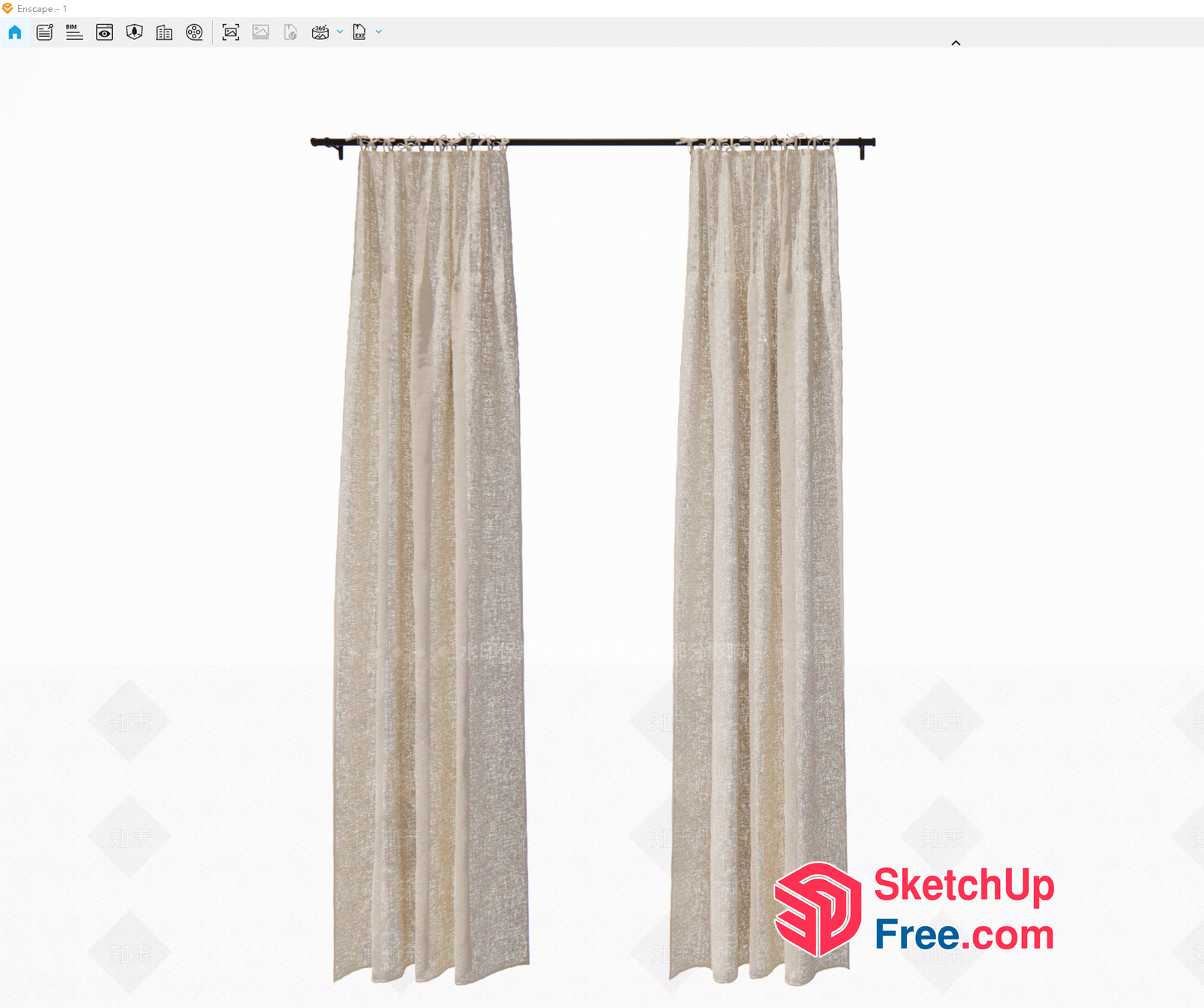 Elegant Creamy Style Curtains 3D SketchUp File