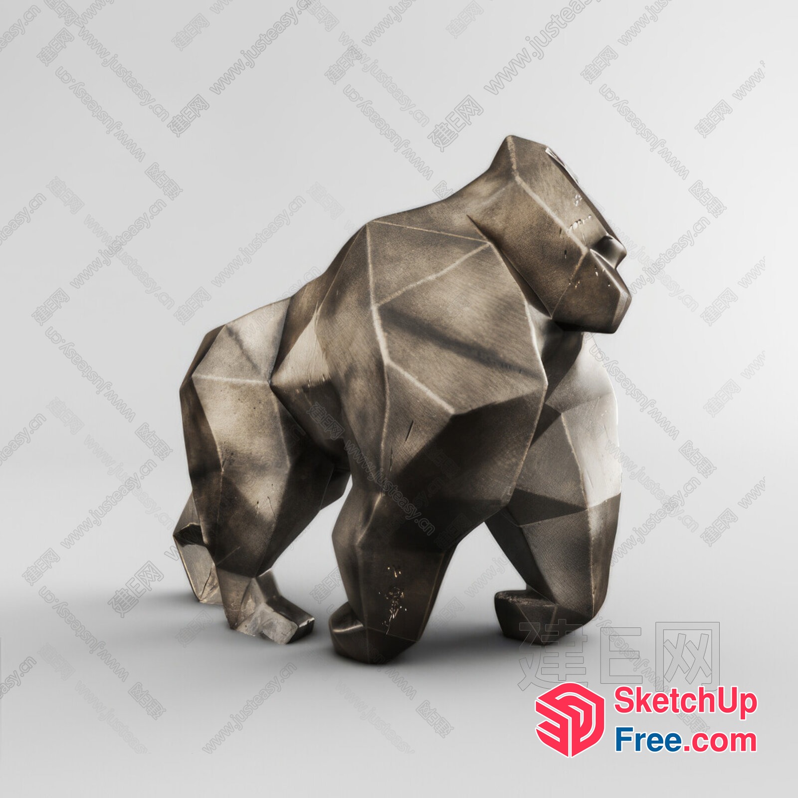 Geometric Gorilla Sculpture 3D SketchUp File