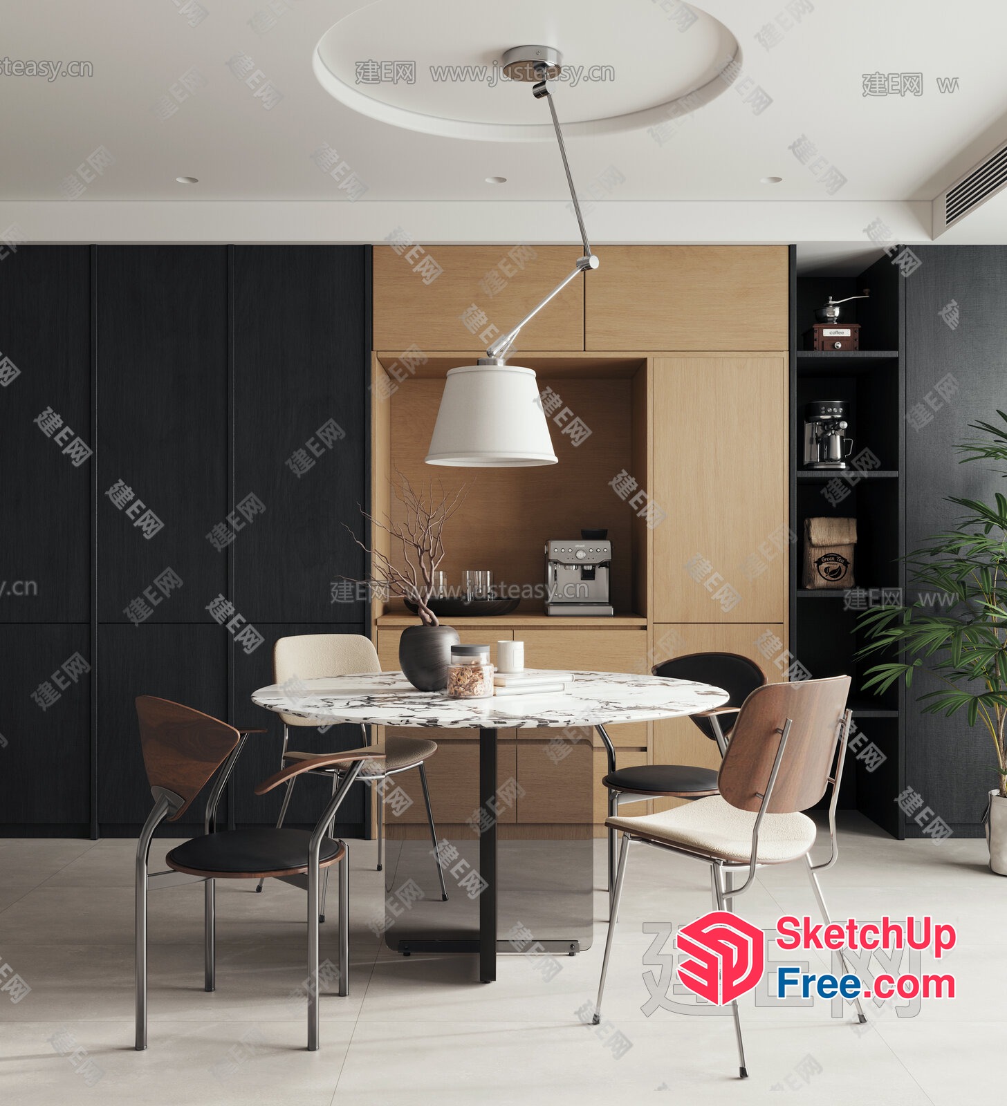 Modern Minimalist Dining Room With Sleek Furniture And Decor 3D SketchUp File