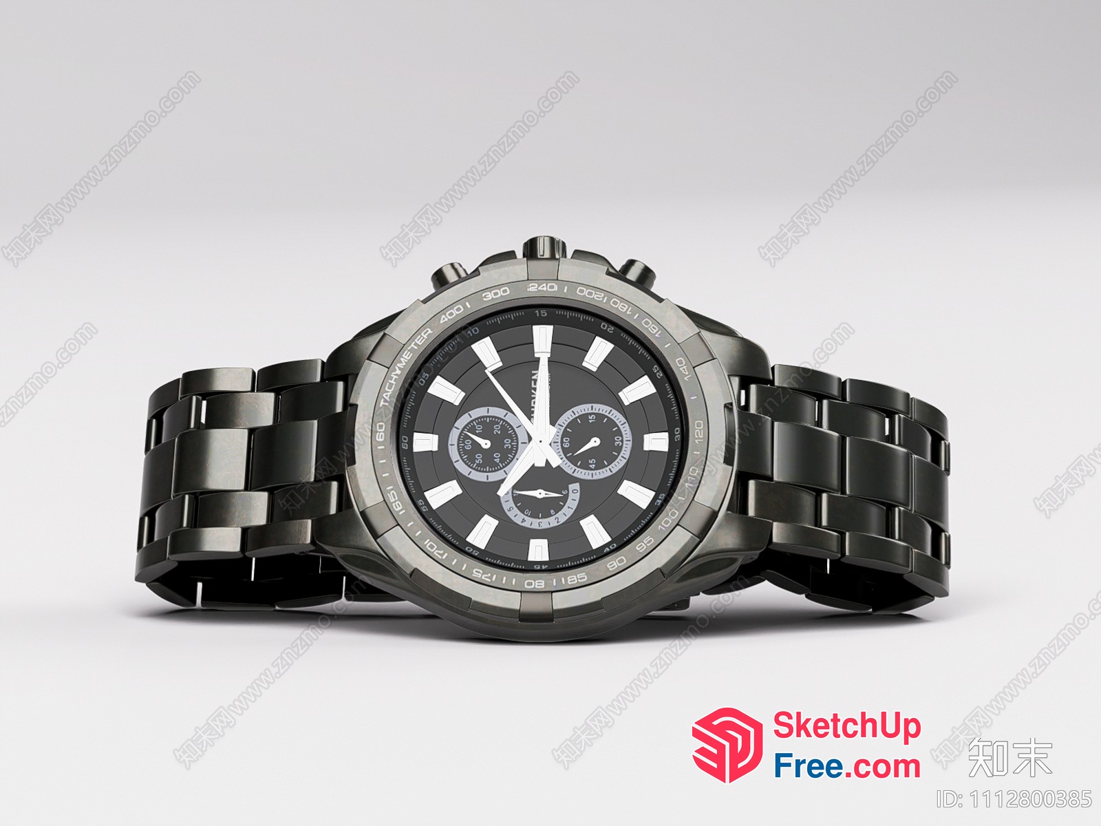 Modern Watch With Stainless Steel Strap 3D SketchUp File