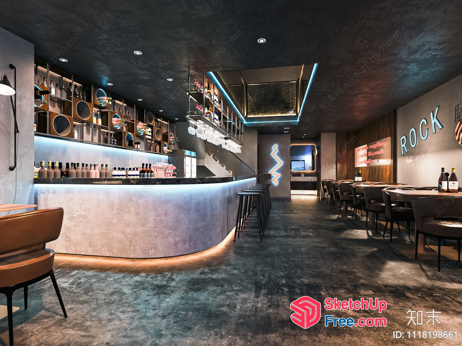 Modern Rock Bar Interior 3D SketchUp File