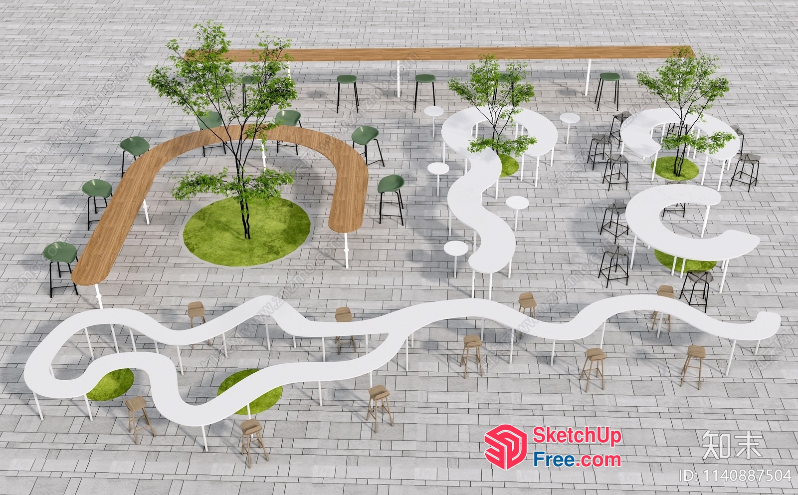 Modern Outdoor Furniture Set With Unique Table And Chair Designs 3D SketchUp File