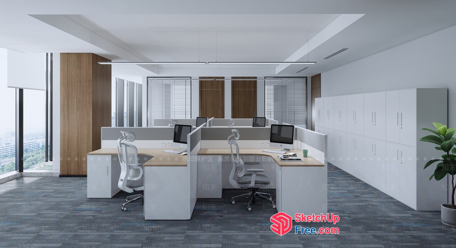 Modern Office Space With Sleek Furniture And Natural Light 3D SketchUp File