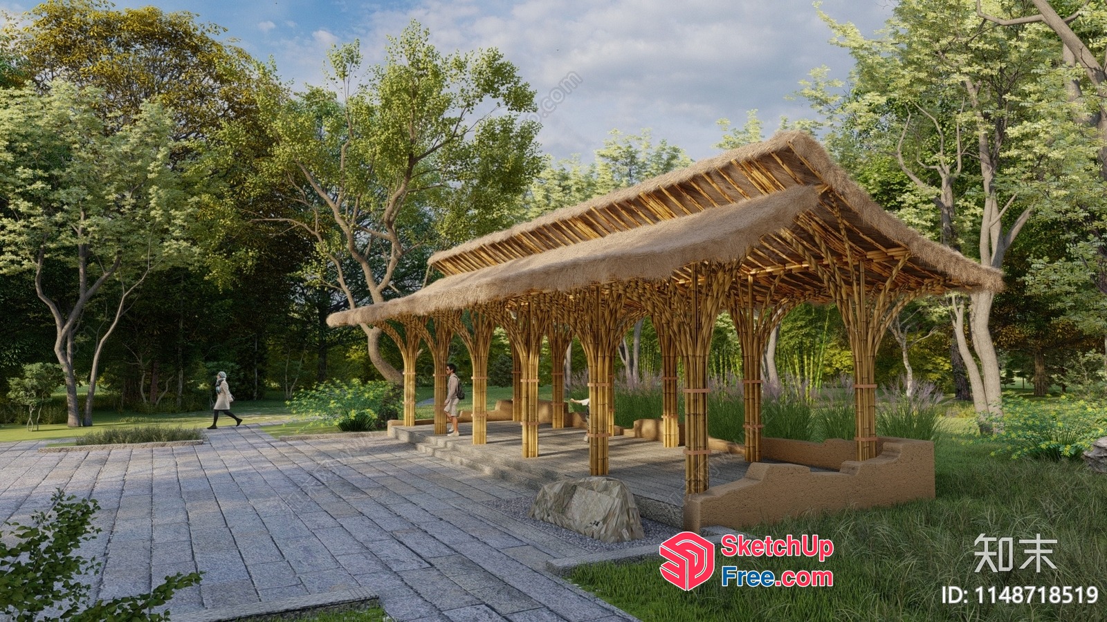 Serene Pavilion In A Lush Green Forest 3D SketchUp File