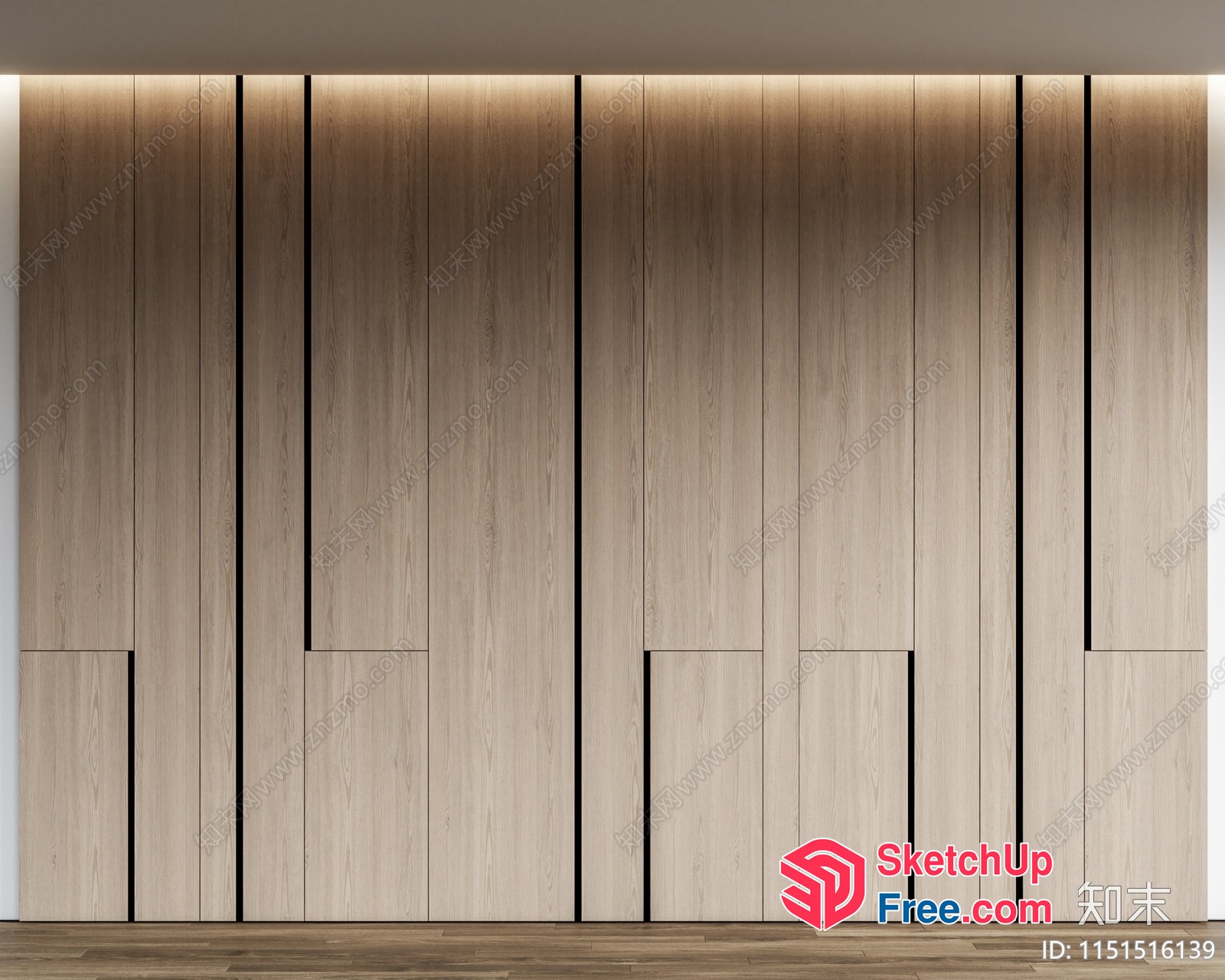 Modern Wood Panelled Wall 3D SketchUp File