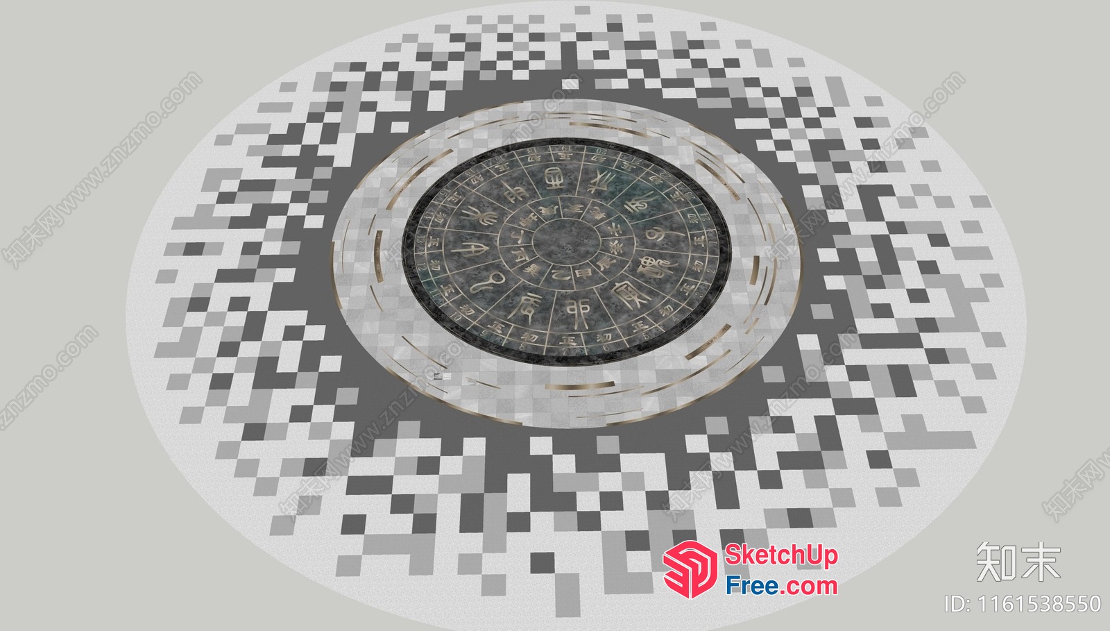 Ancient Zodiac Wheel In A Pixelated Circle 3D SketchUp File