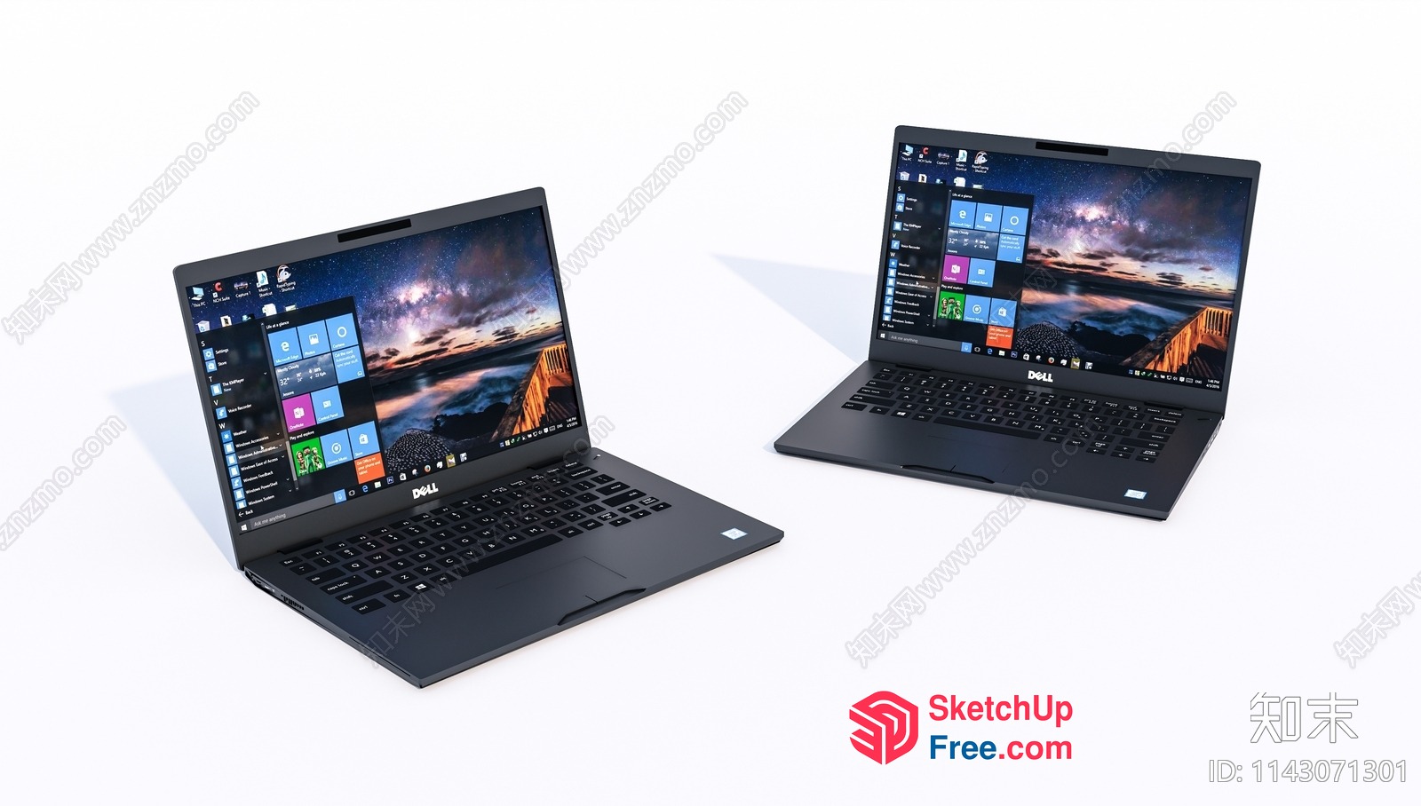 Two Dell Laptops With Windows Desktop Screenshots 3D SketchUp File