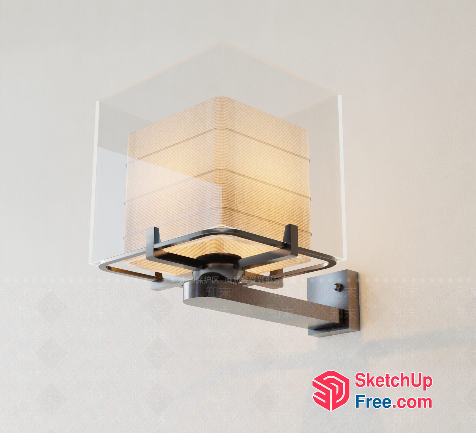 Modern Glass And Metal Wall Sconce 3D SketchUp File