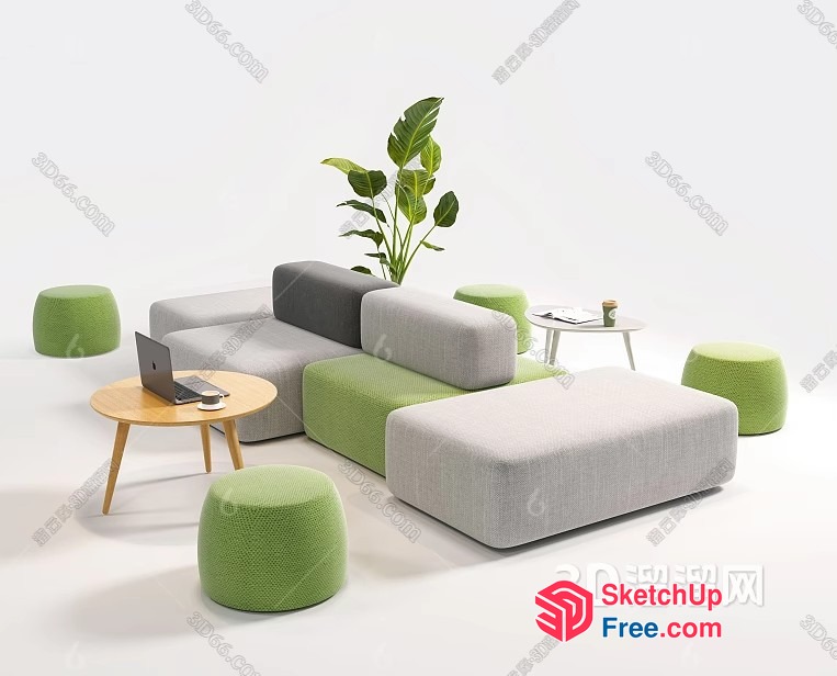 Modern Living Room With Minimalist Furniture And Natural Elements 3D SketchUp File
