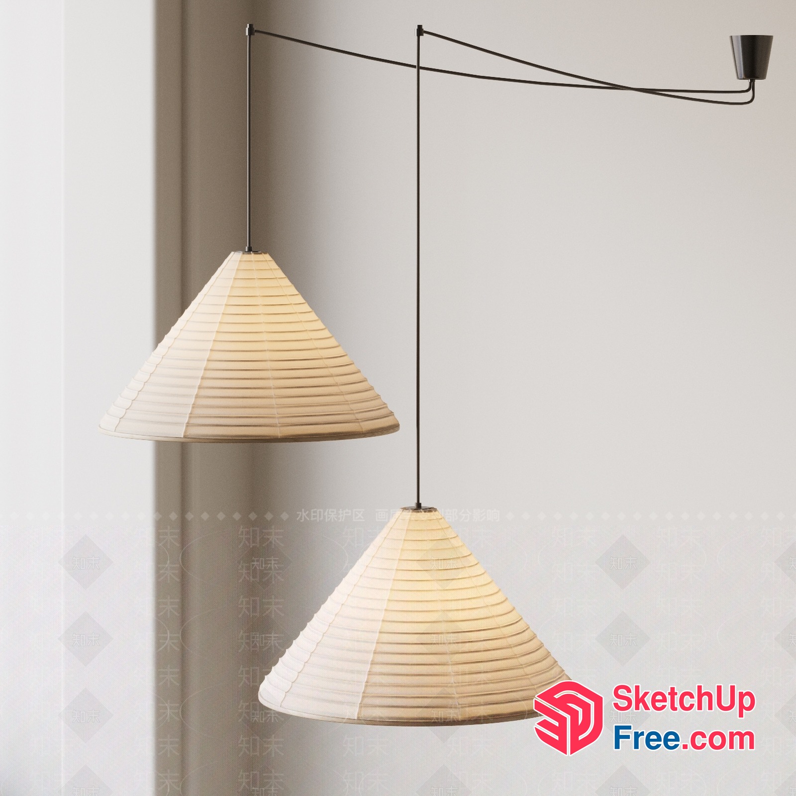 Hanging Japanese Style Pendant Lights 3D SketchUp File