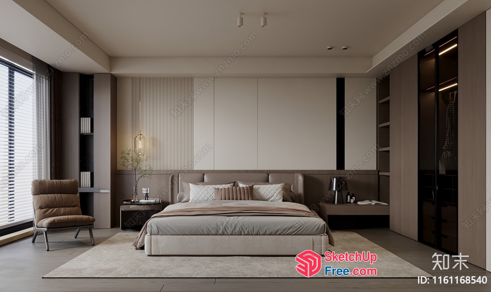 Modern Bedroom Interior With Neutral Color Scheme And Sleek Furniture 3D SketchUp File