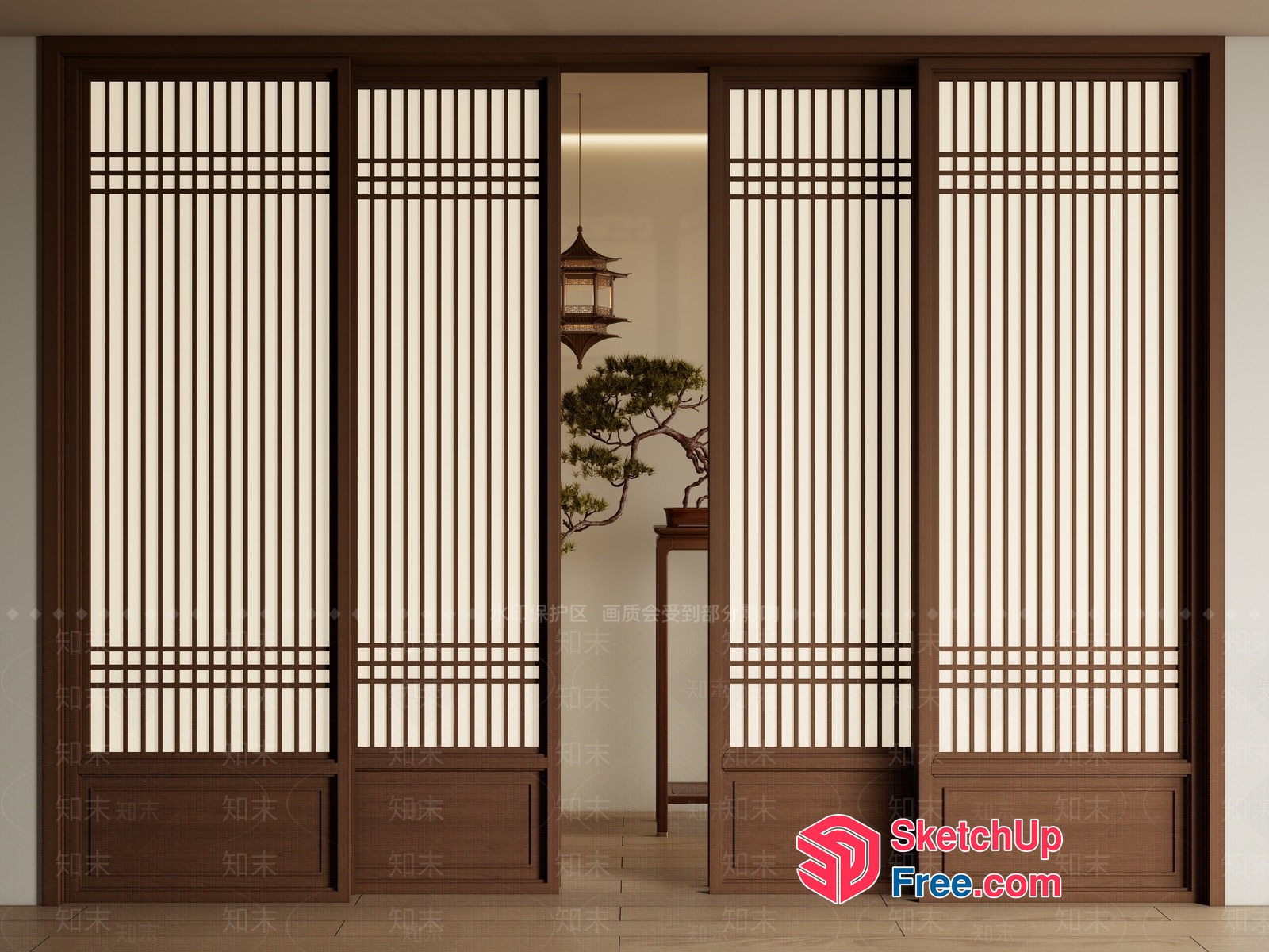 Traditional Japanese-Inspired Interior Design 3D SketchUp File