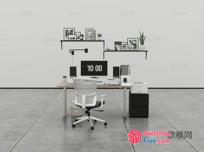 Minimalist Office Space With Modern Furniture 3D SketchUp File