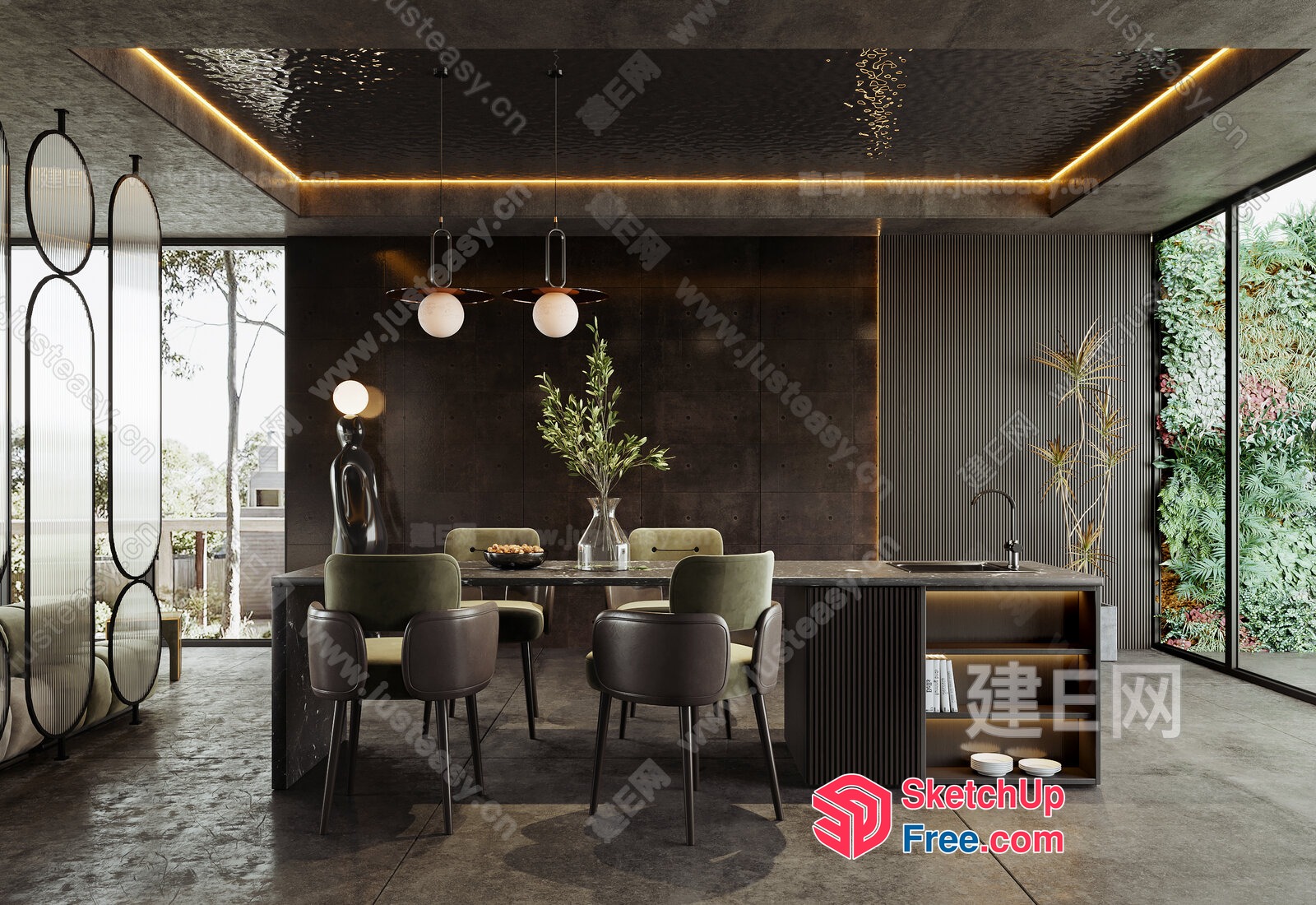 Modern Minimalist Dining Room With Sleek And Elegant Design 3D SketchUp File