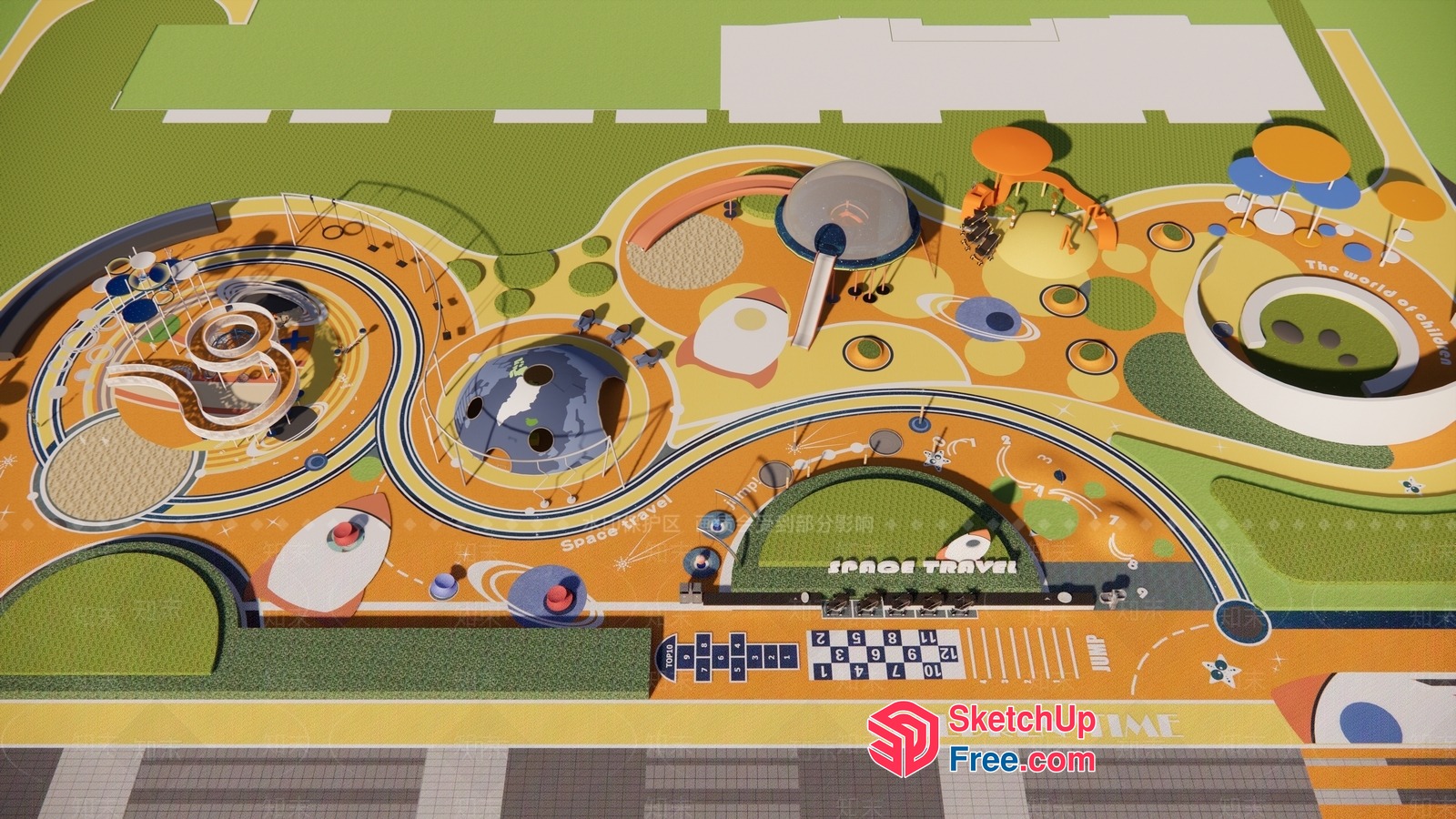 Vibrant Space-Themed Playground 3D SketchUp File